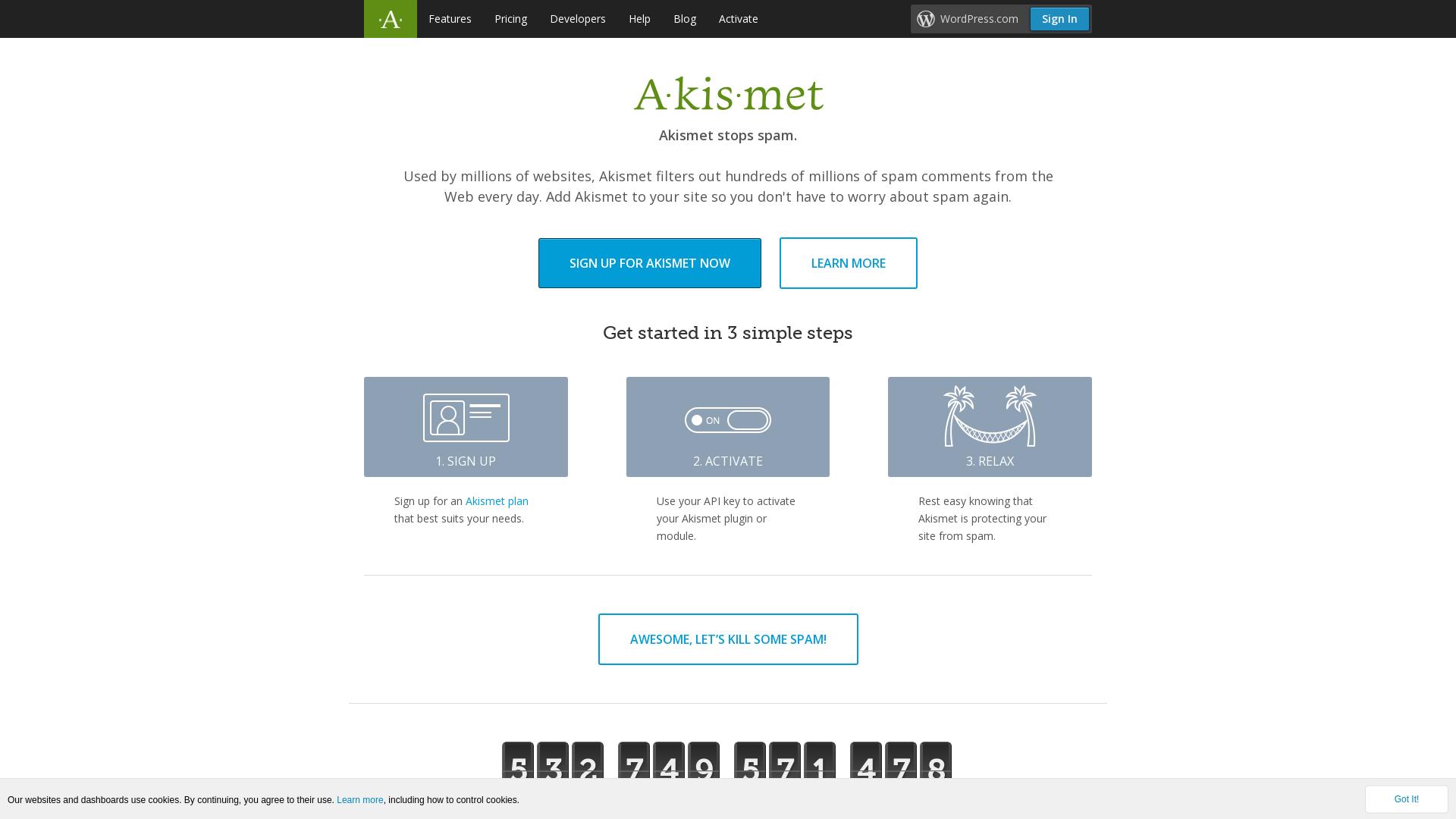 Website User Bewertung zu akismet.com