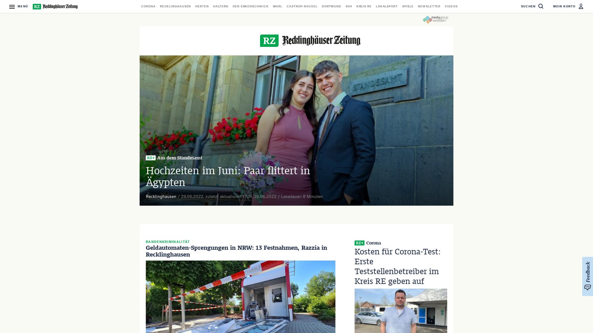 Website User Bewertung zu aktion.recklinghaeuser-zeitung.de