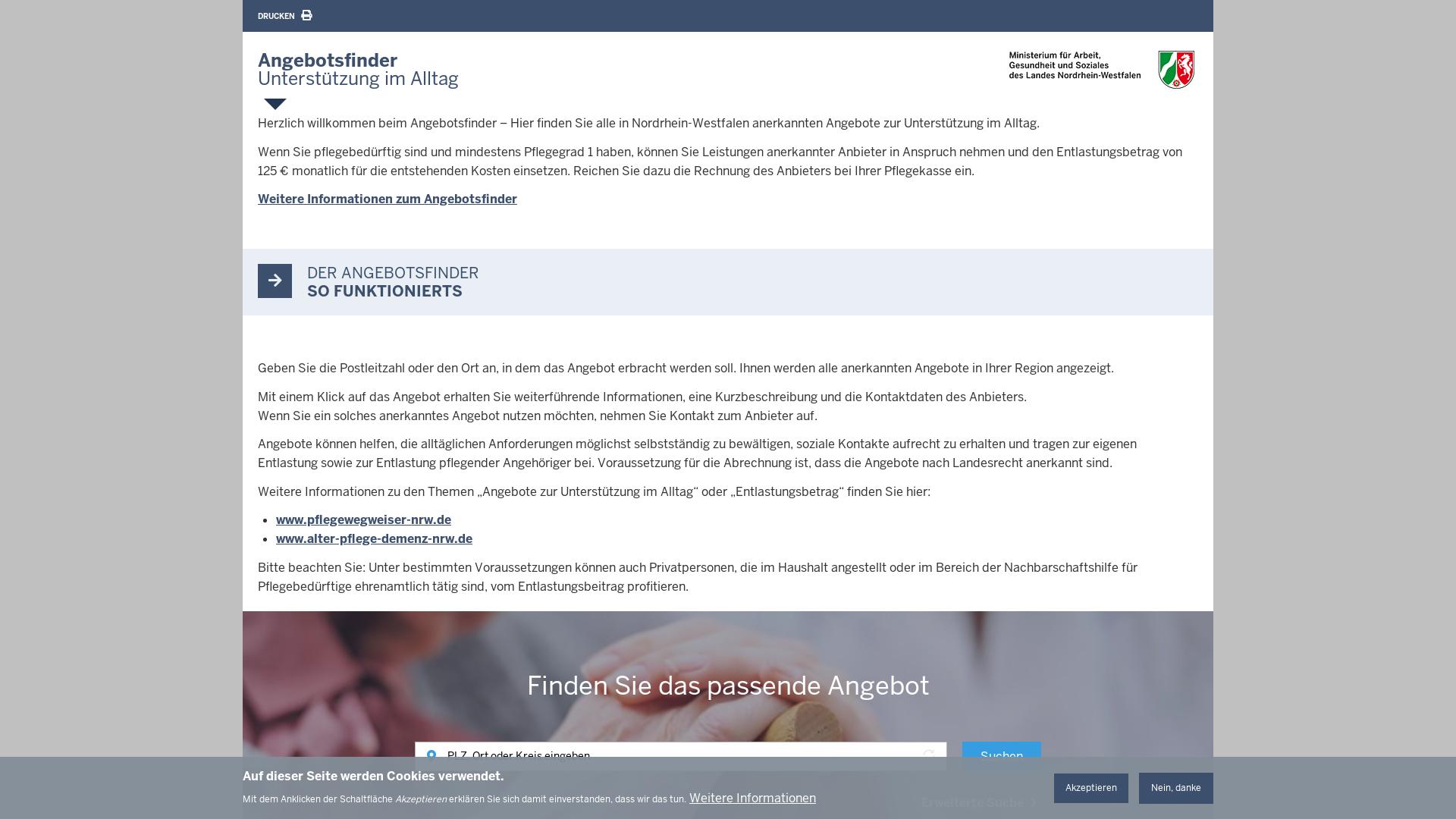 Website User Bewertung zu angebotsfinder.nrw.de