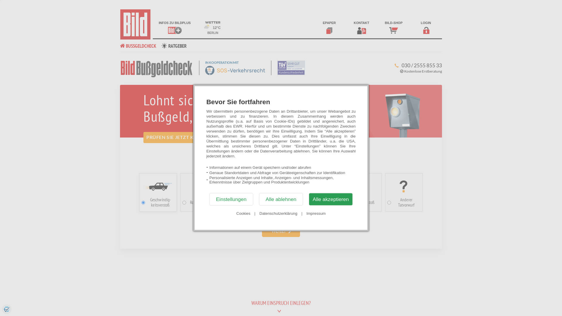 Website User Bewertung zu bussgeldcheck.bild.de