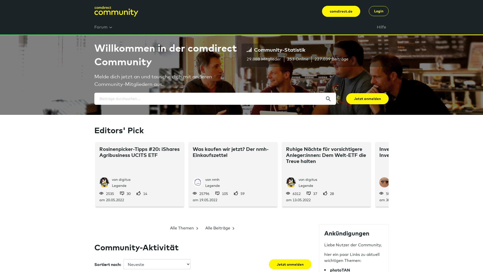 Website User Bewertung zu community.comdirect.de