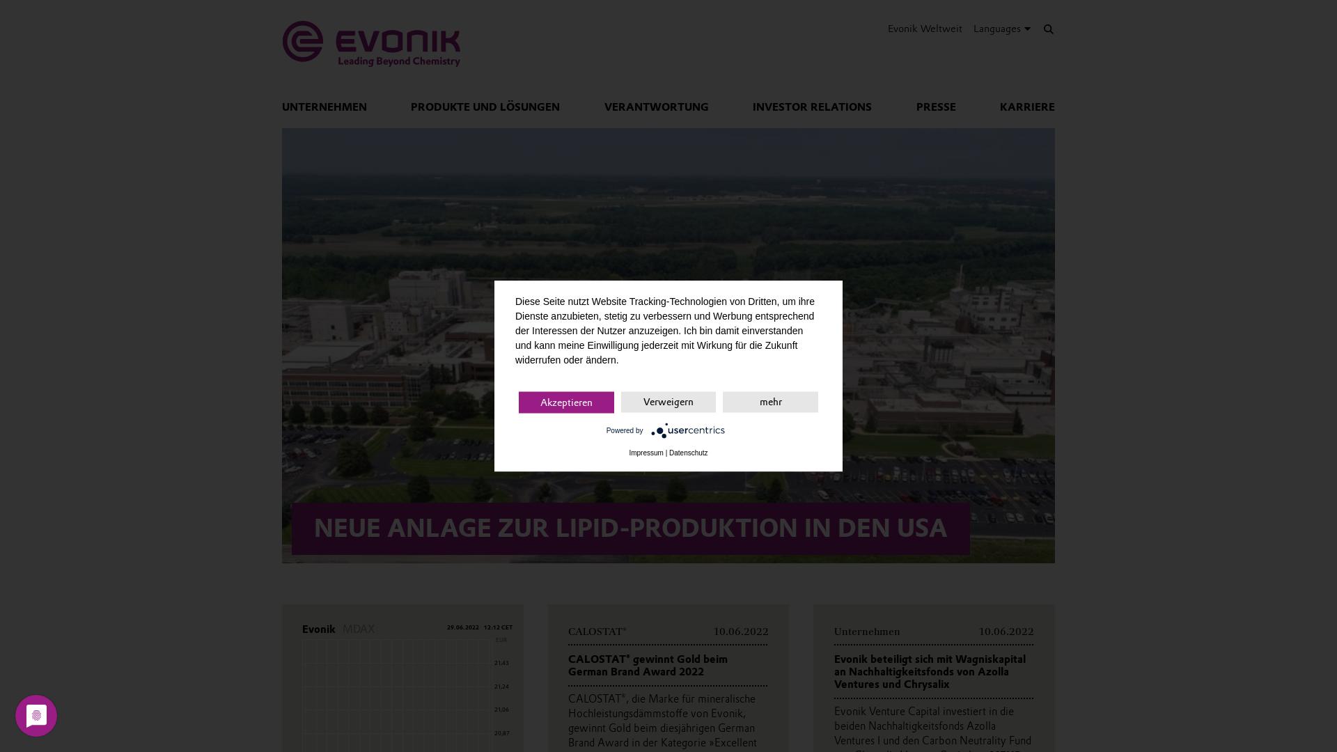 Website User Bewertung zu corporate.evonik.de