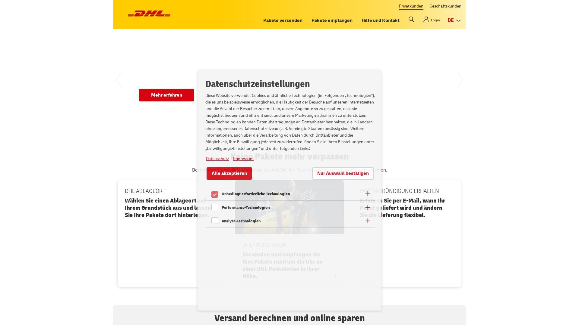 Website User Bewertung zu dhl.de
