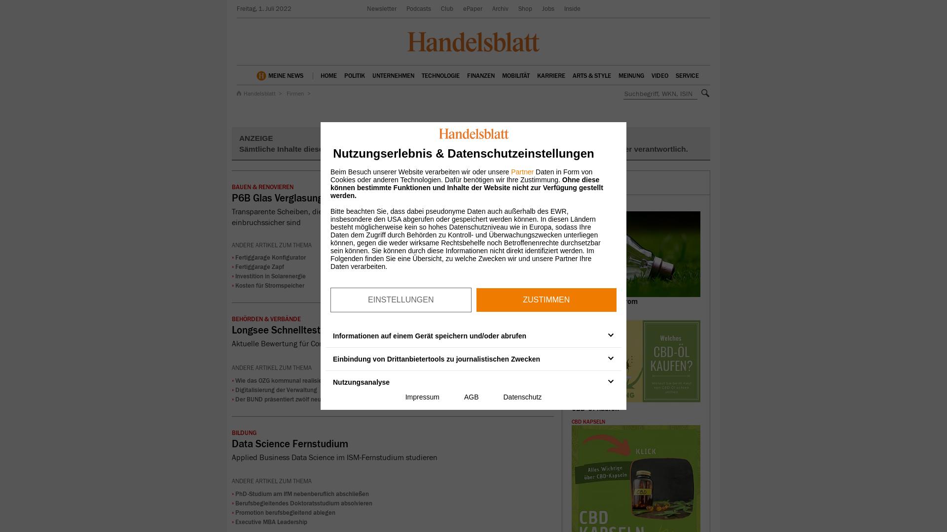 Website User Bewertung zu firmen.handelsblatt.com