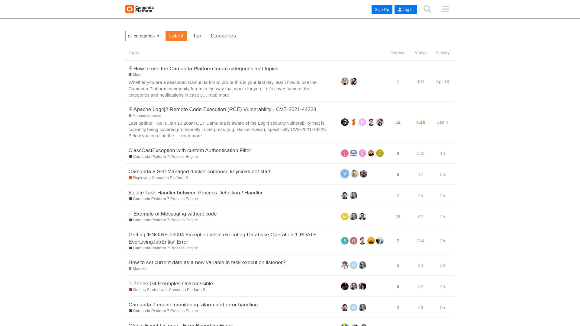 Website User Bewertung zu forum.camunda.io