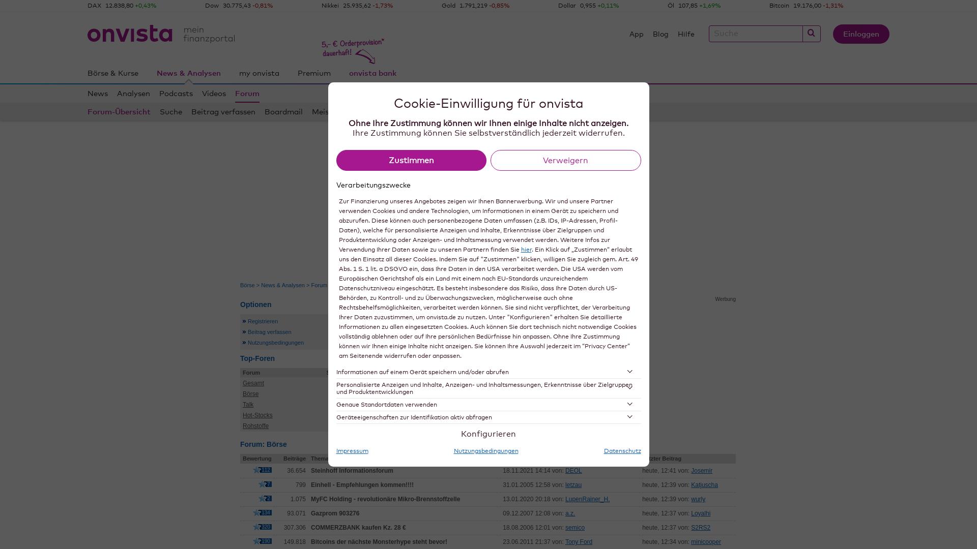 Website User Bewertung zu forum.onvista.de