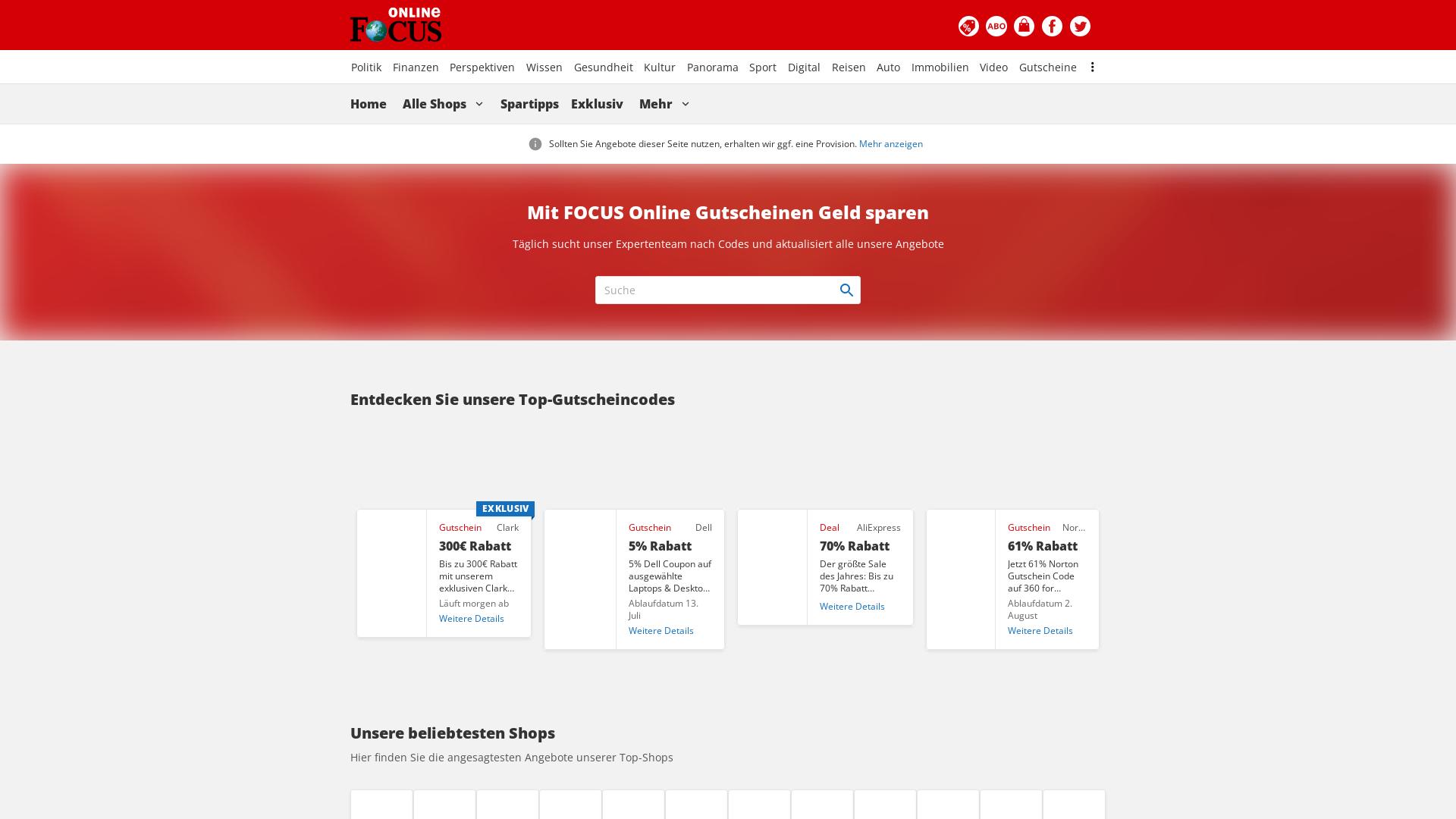 Website User Bewertung zu gutscheine.focus.de
