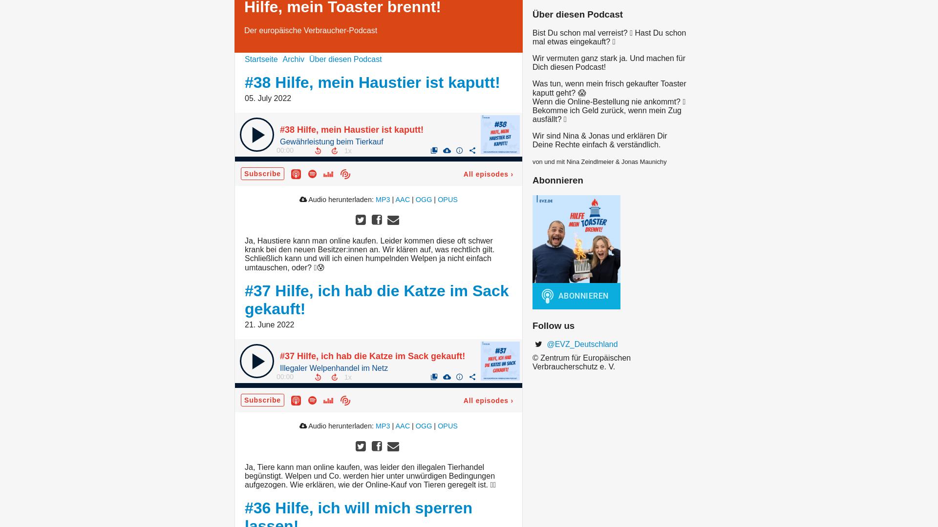 Website User Bewertung zu hilfemeintoasterbrennt.podigee.io