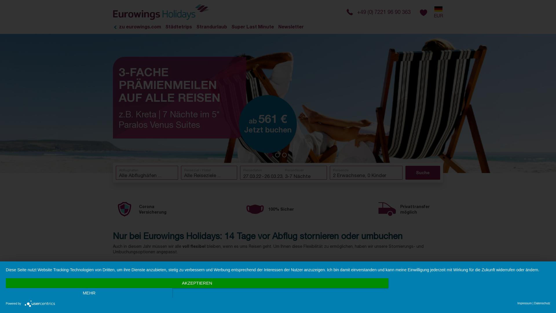 Website User Bewertung zu holidays.eurowings.com
