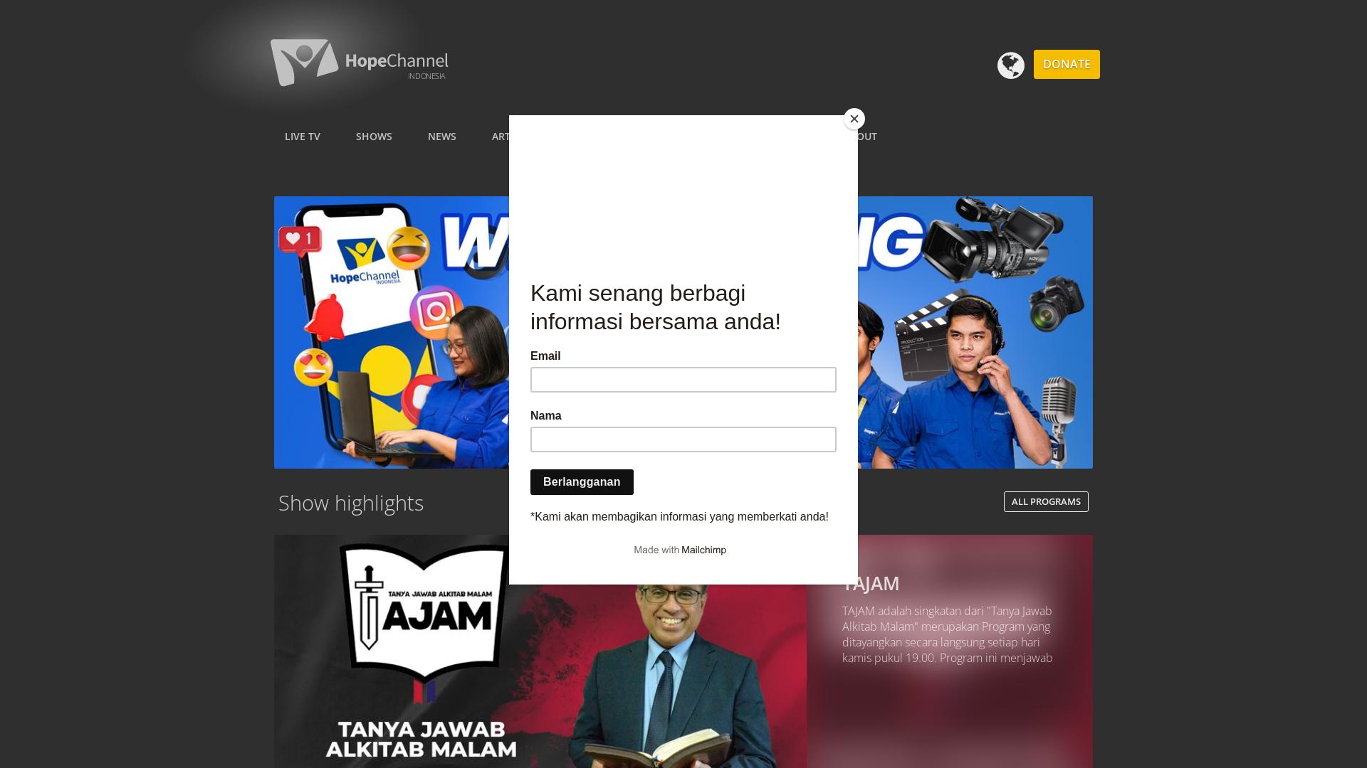 Website User Bewertung zu hopechannel.id