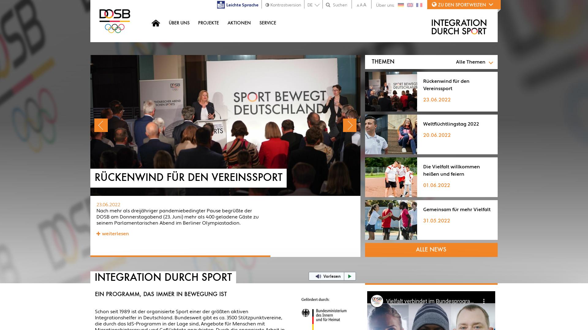 Website User Bewertung zu integration.dosb.de