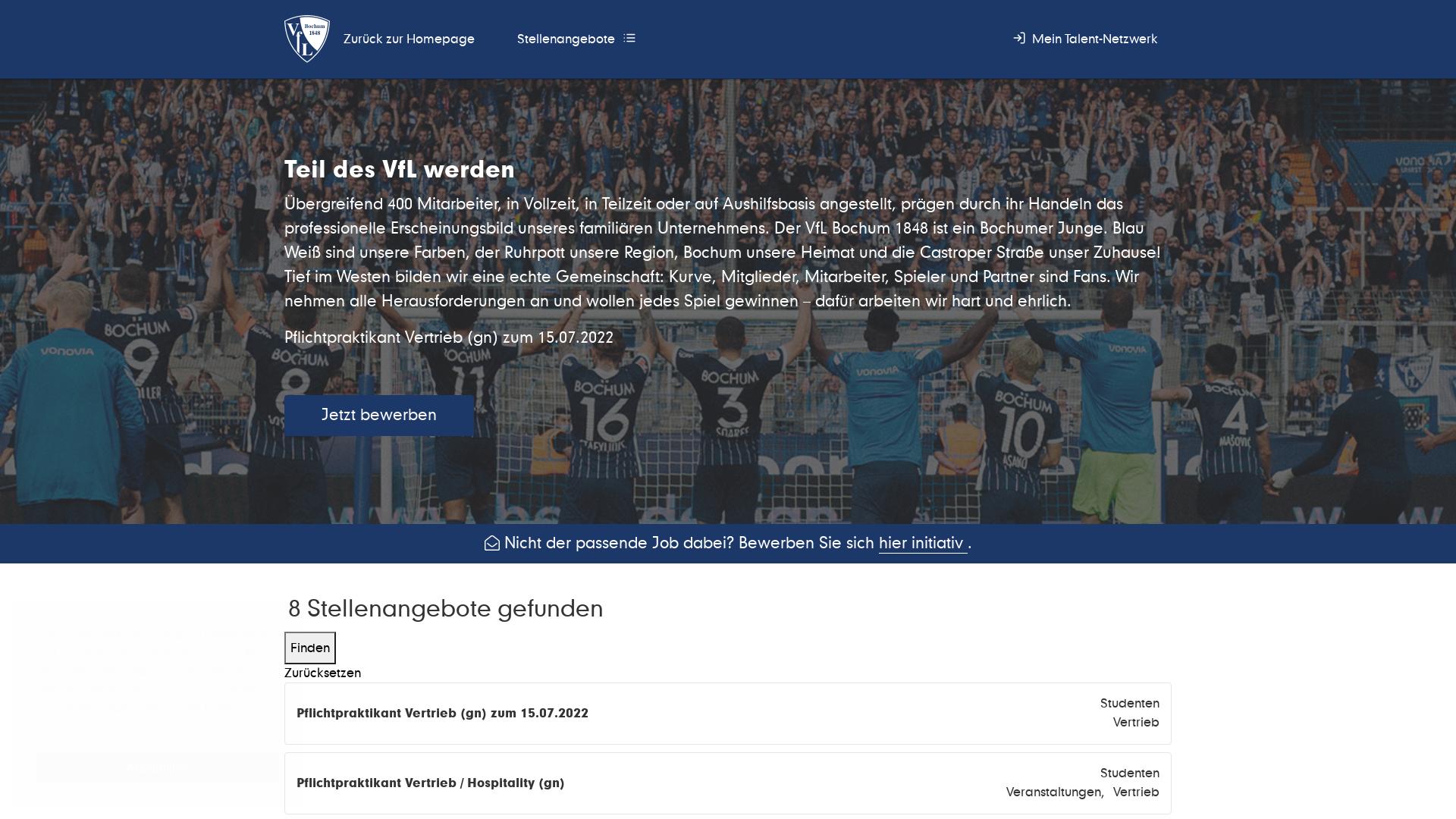 Website User Bewertung zu jobs.vfl-bochum.de