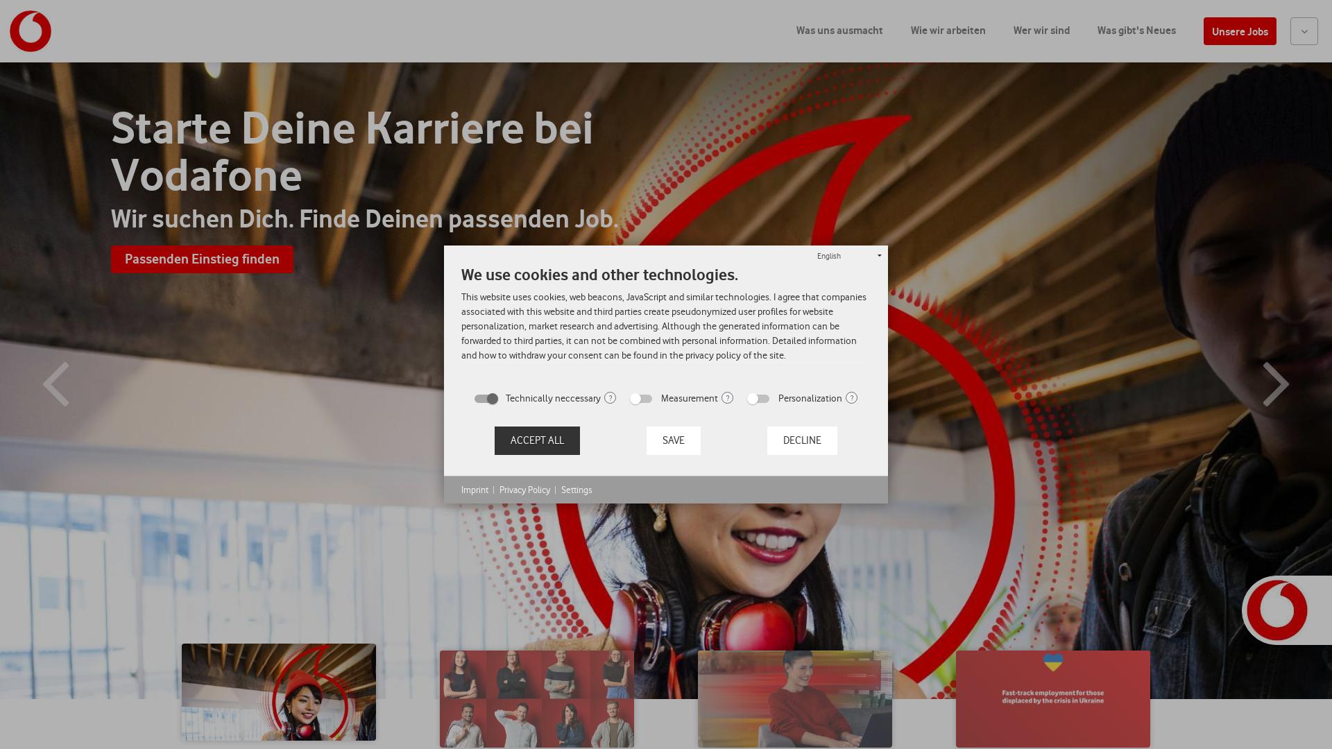 Website User Bewertung zu jobs.vodafone.de