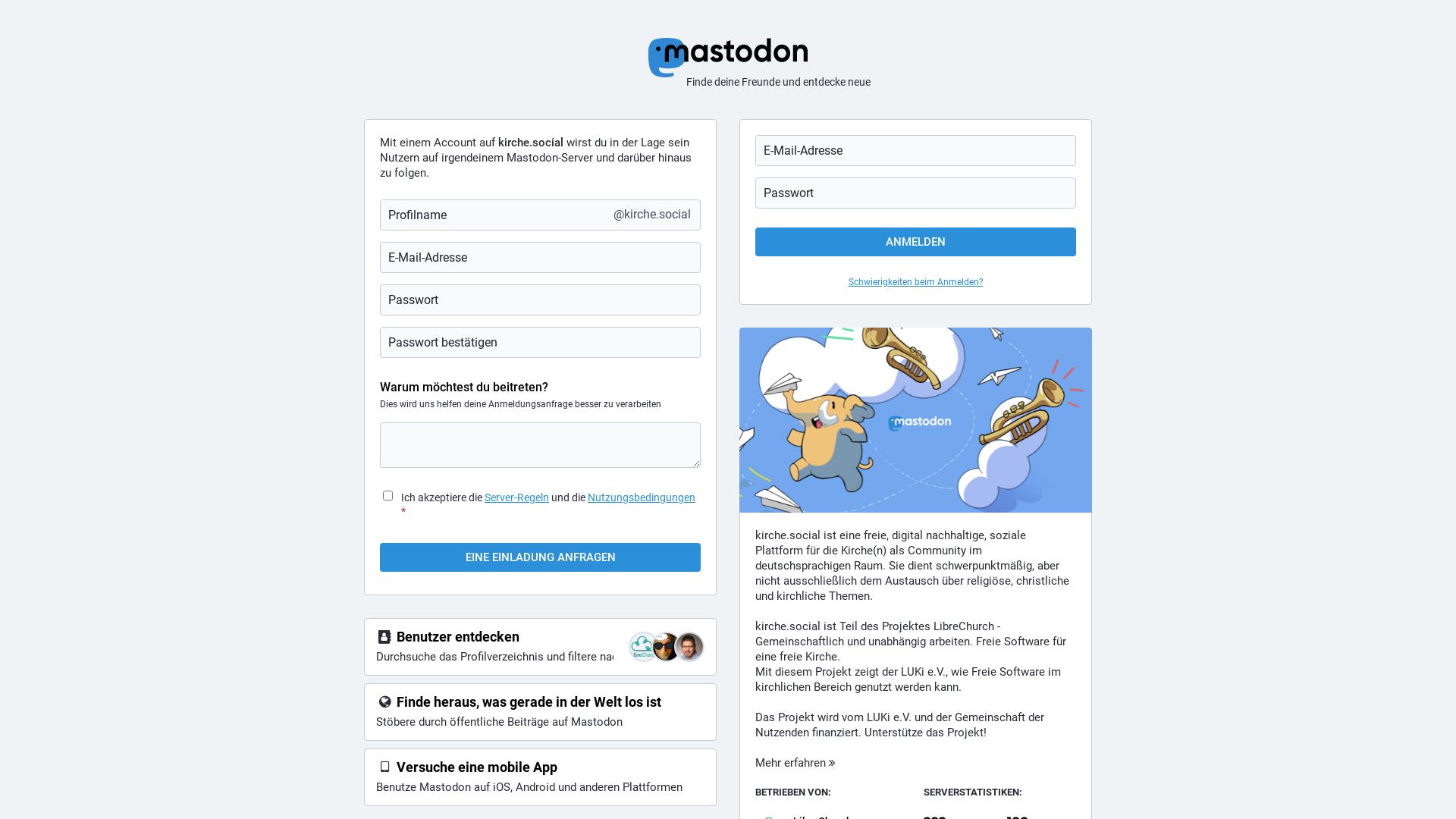 Website User Bewertung zu kirche.social