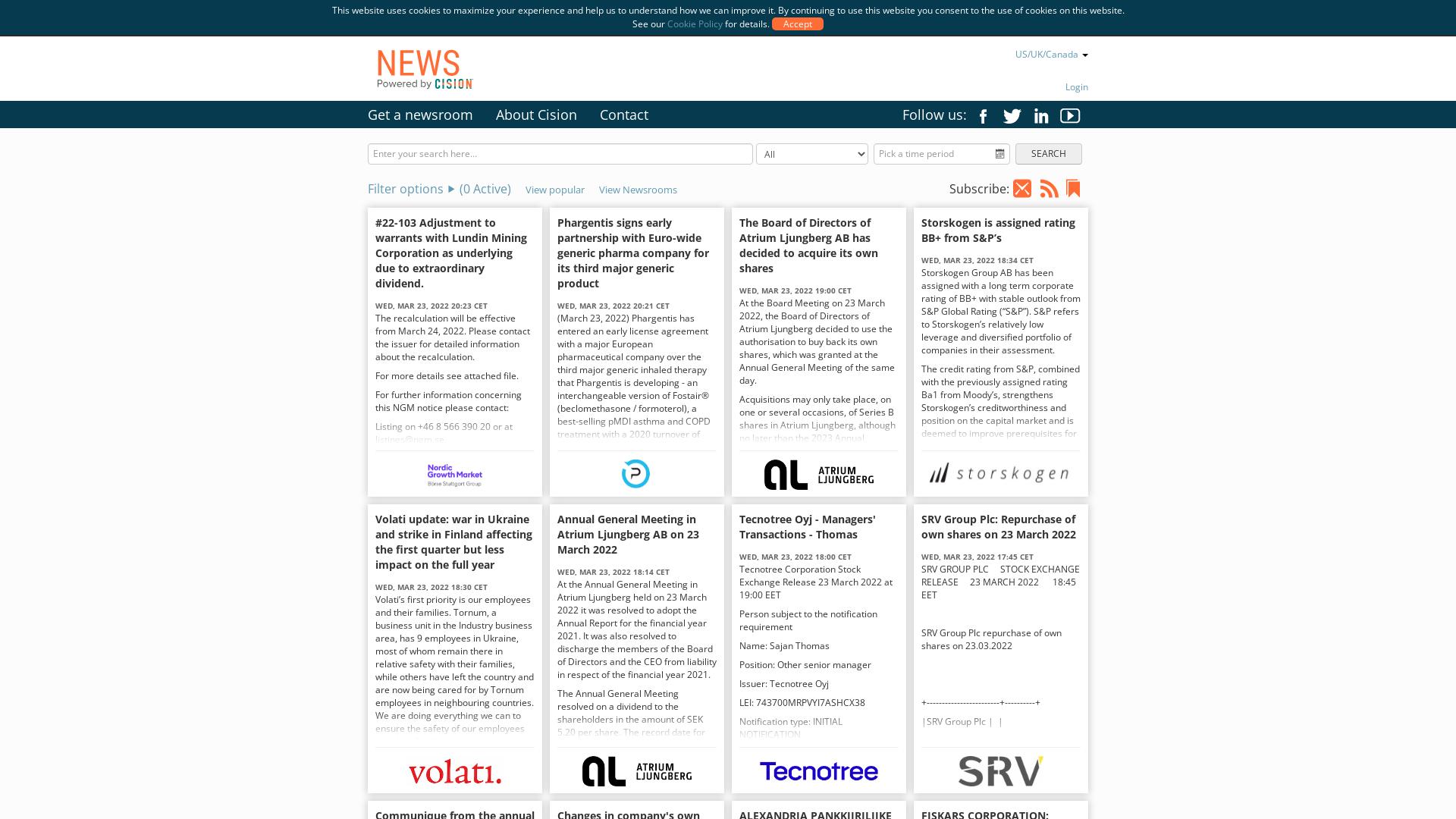 Website User Bewertung zu news.cision.com