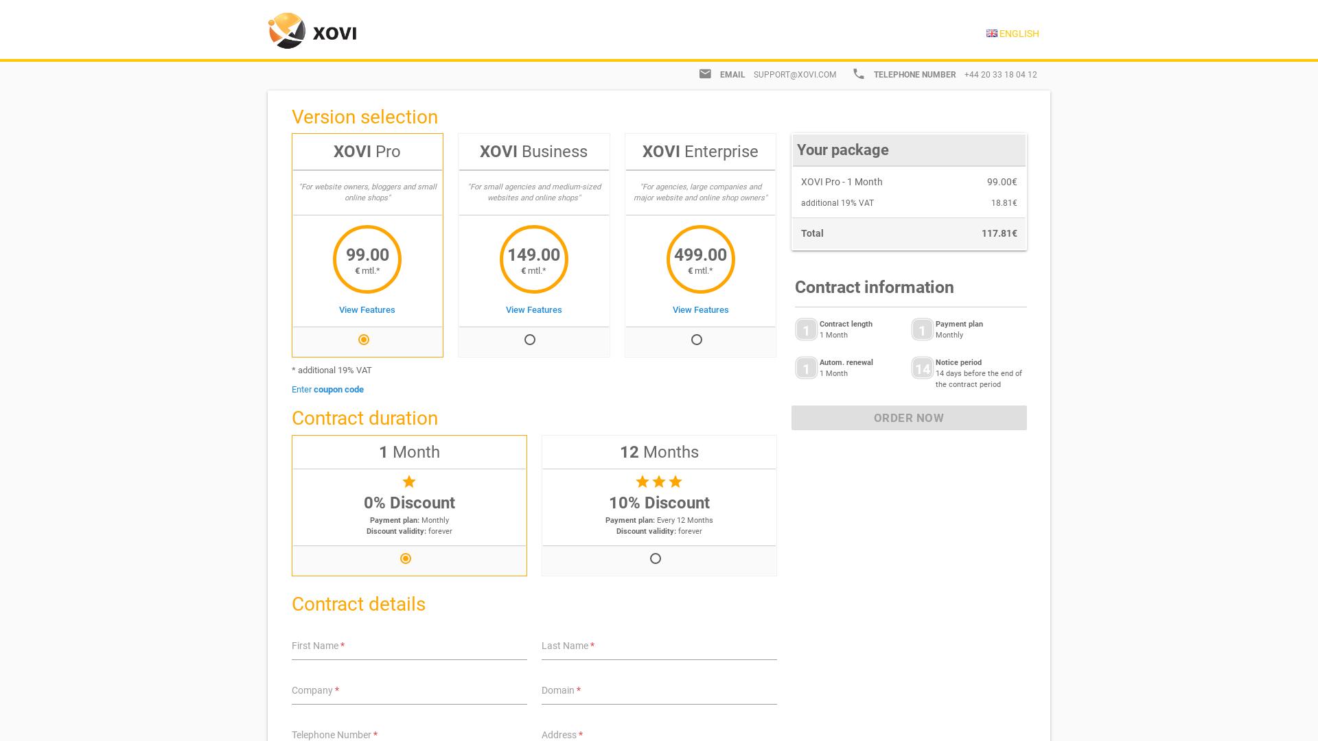 Website User Bewertung zu order.xovi.com