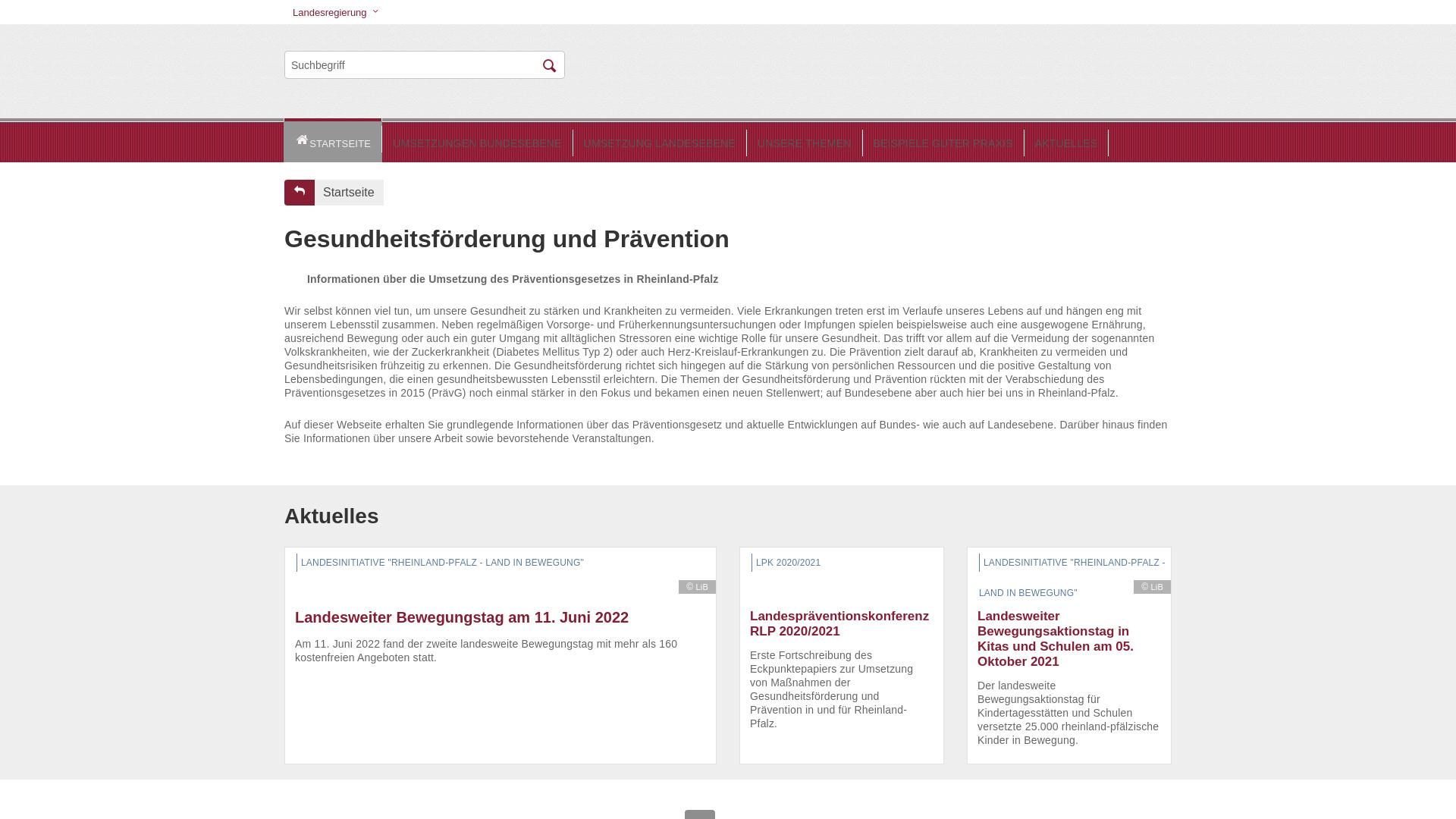 Website User Bewertung zu praevention.rlp.de