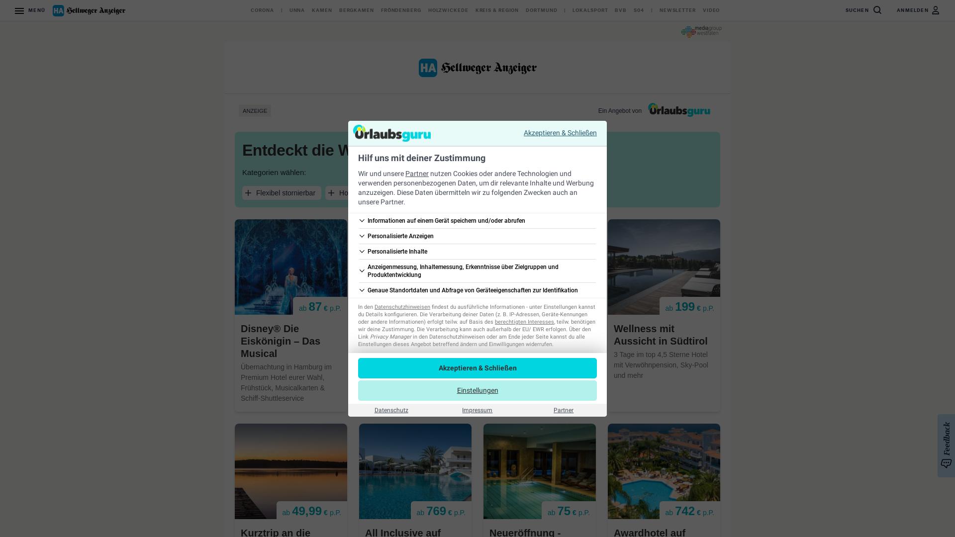 Website User Bewertung zu reisedeals.hellwegeranzeiger.de