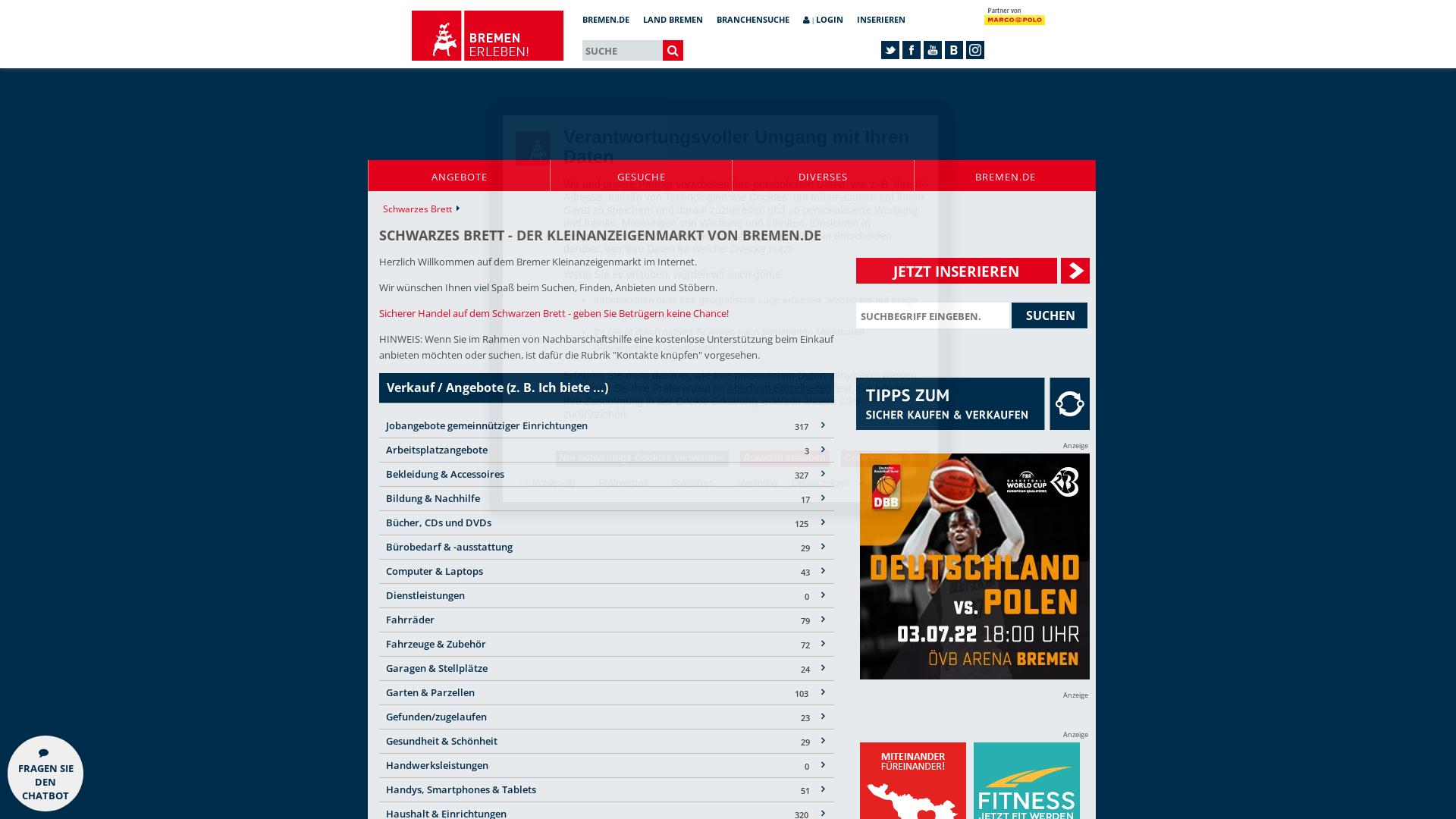 Website User Bewertung zu schwarzesbrett.bremen.de