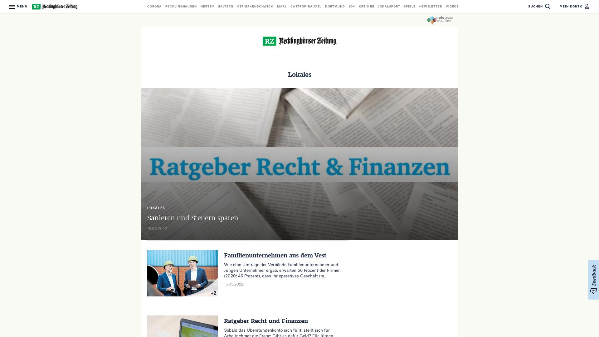 Website User Bewertung zu servicewelten.recklinghaeuser-zeitung.de