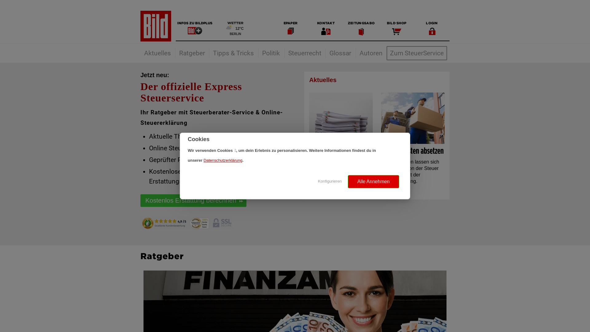 Website User Bewertung zu steuererklaerung.bild.de