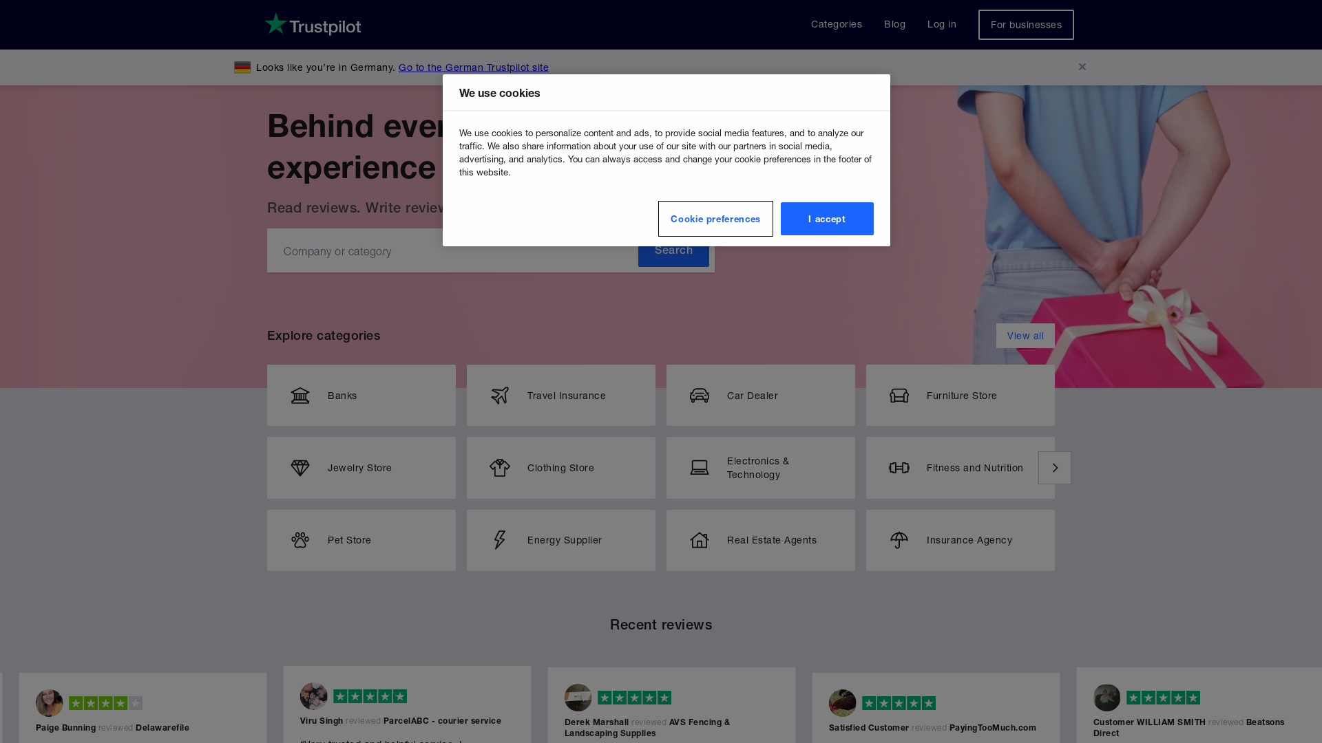 Website User Bewertung zu trustpilot.com