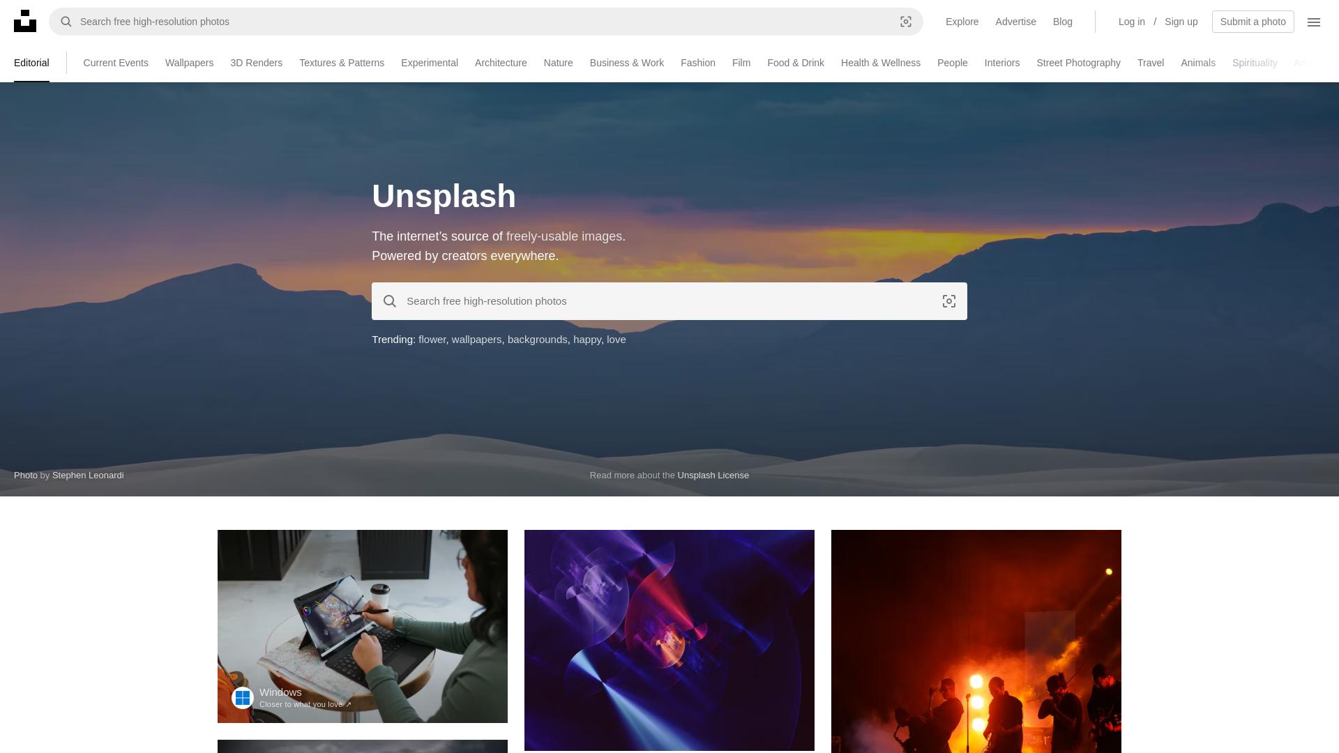 Website User Bewertung zu unsplash.com