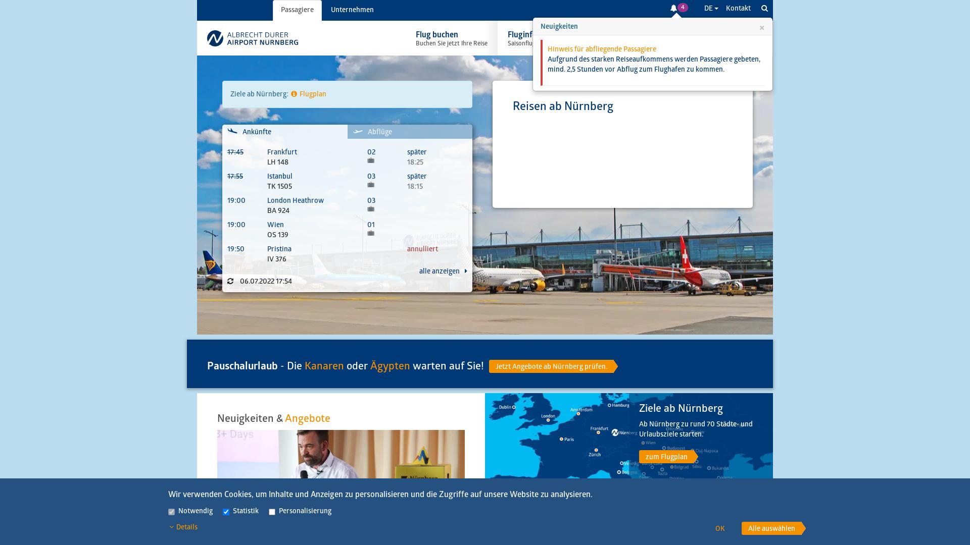 Website User Bewertung zu www.airport-nuernberg.de