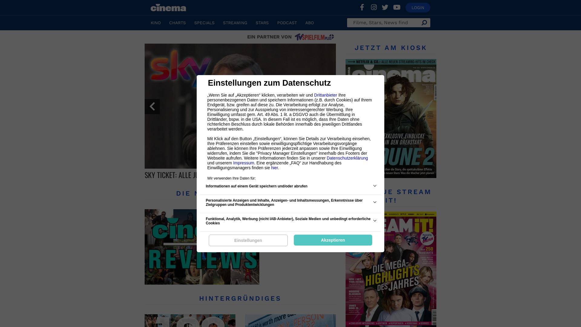 Website User Bewertung zu www.cinema.de