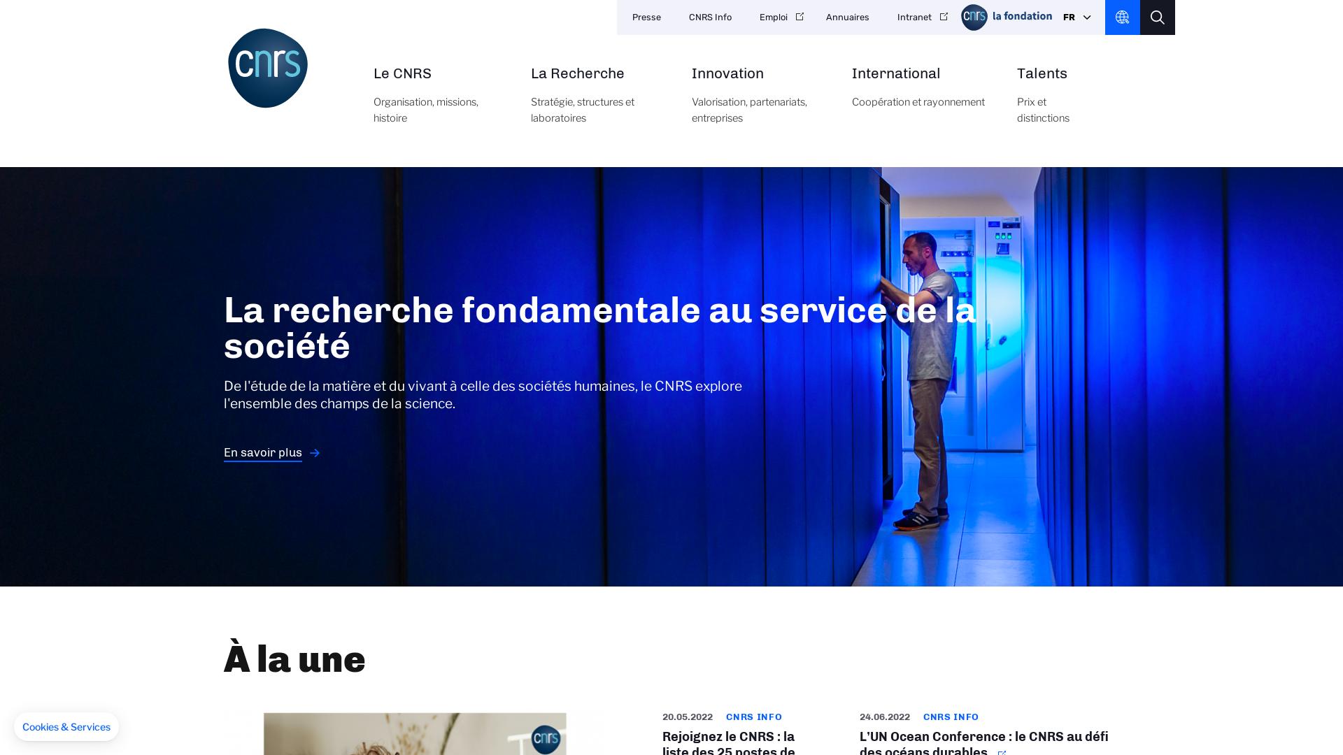 Website User Bewertung zu www.cnrs.fr