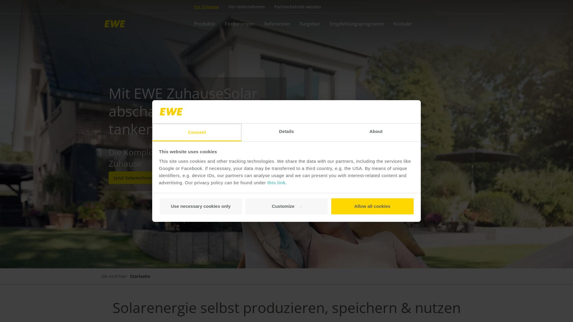 Website User Bewertung zu www.ewe-solar.de