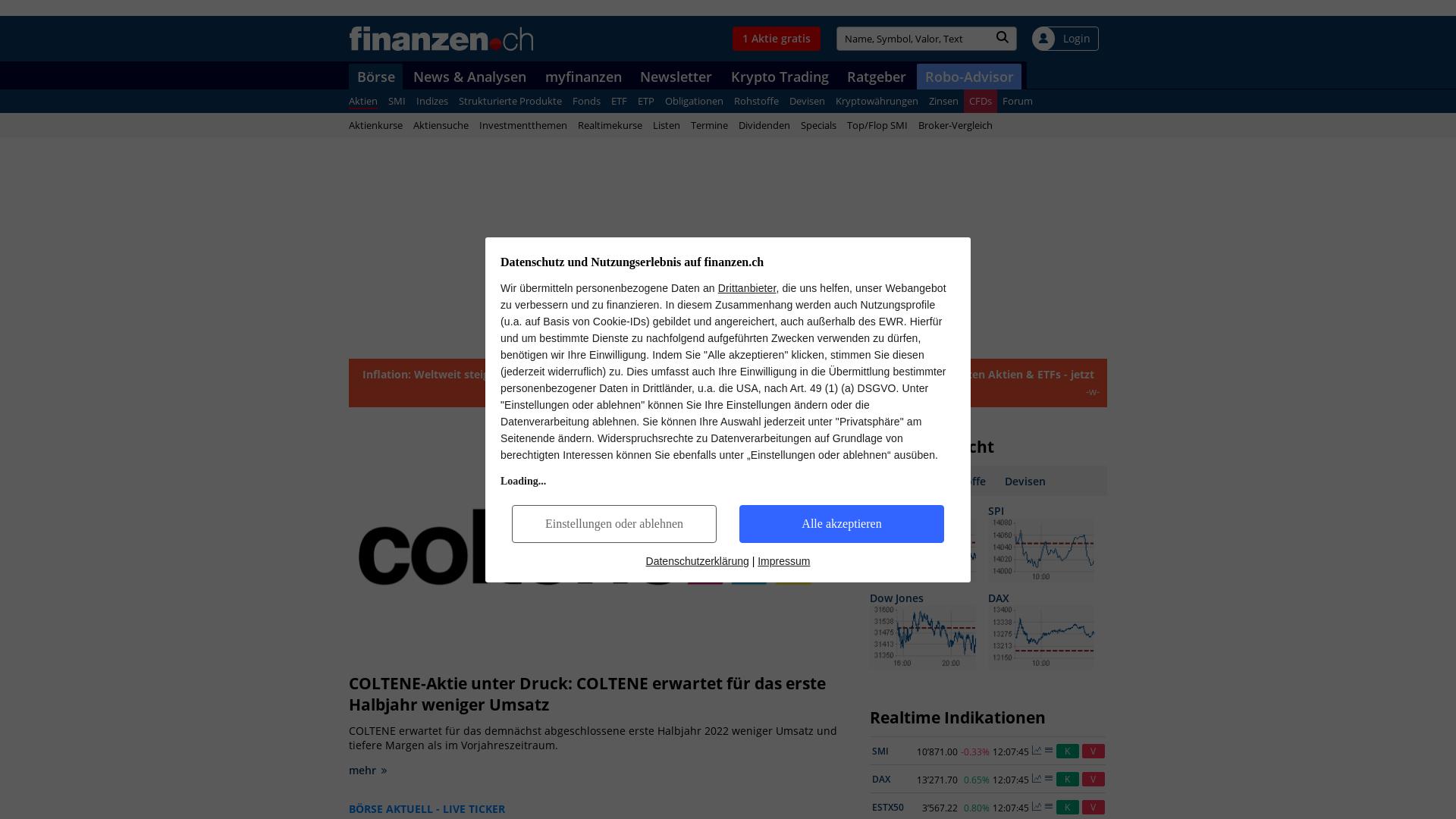Website User Bewertung zu www.finanzen.ch