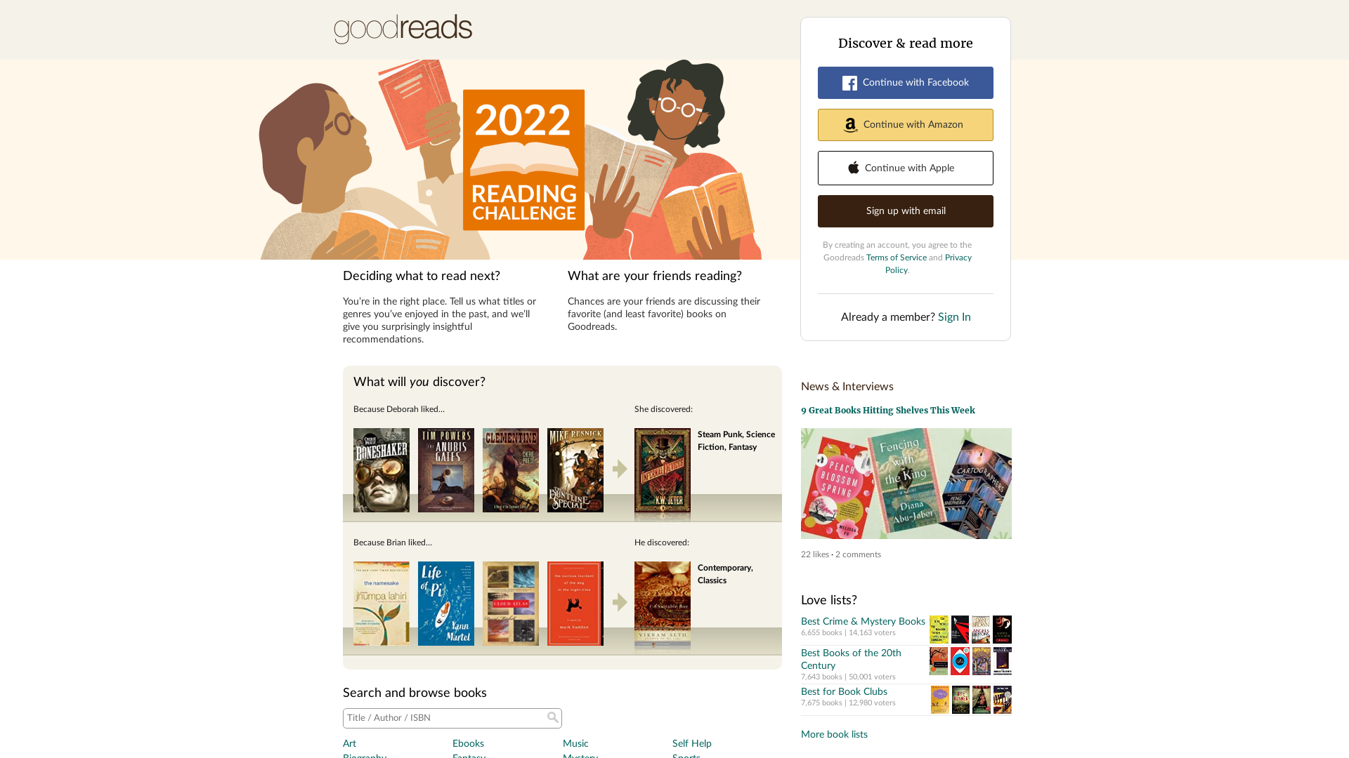 Website User Bewertung zu www.goodreads.com