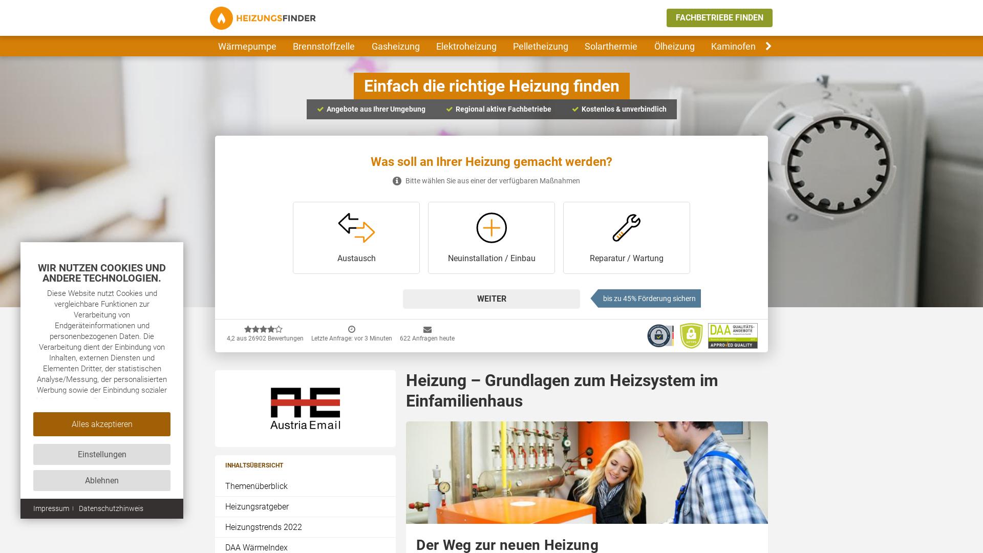 Website User Bewertung zu www.heizungsfinder.de