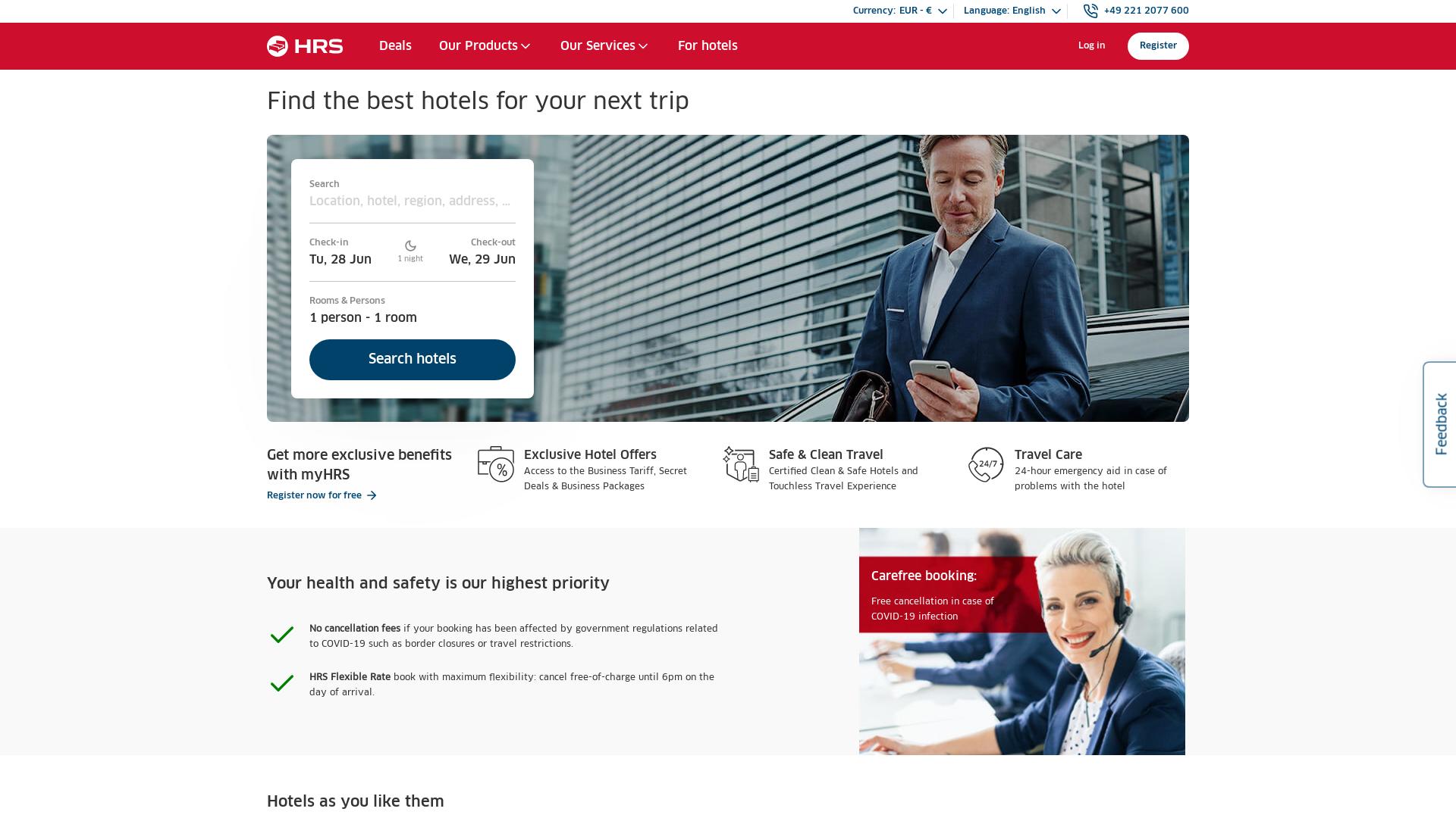 Website User Bewertung zu www.hrs.com