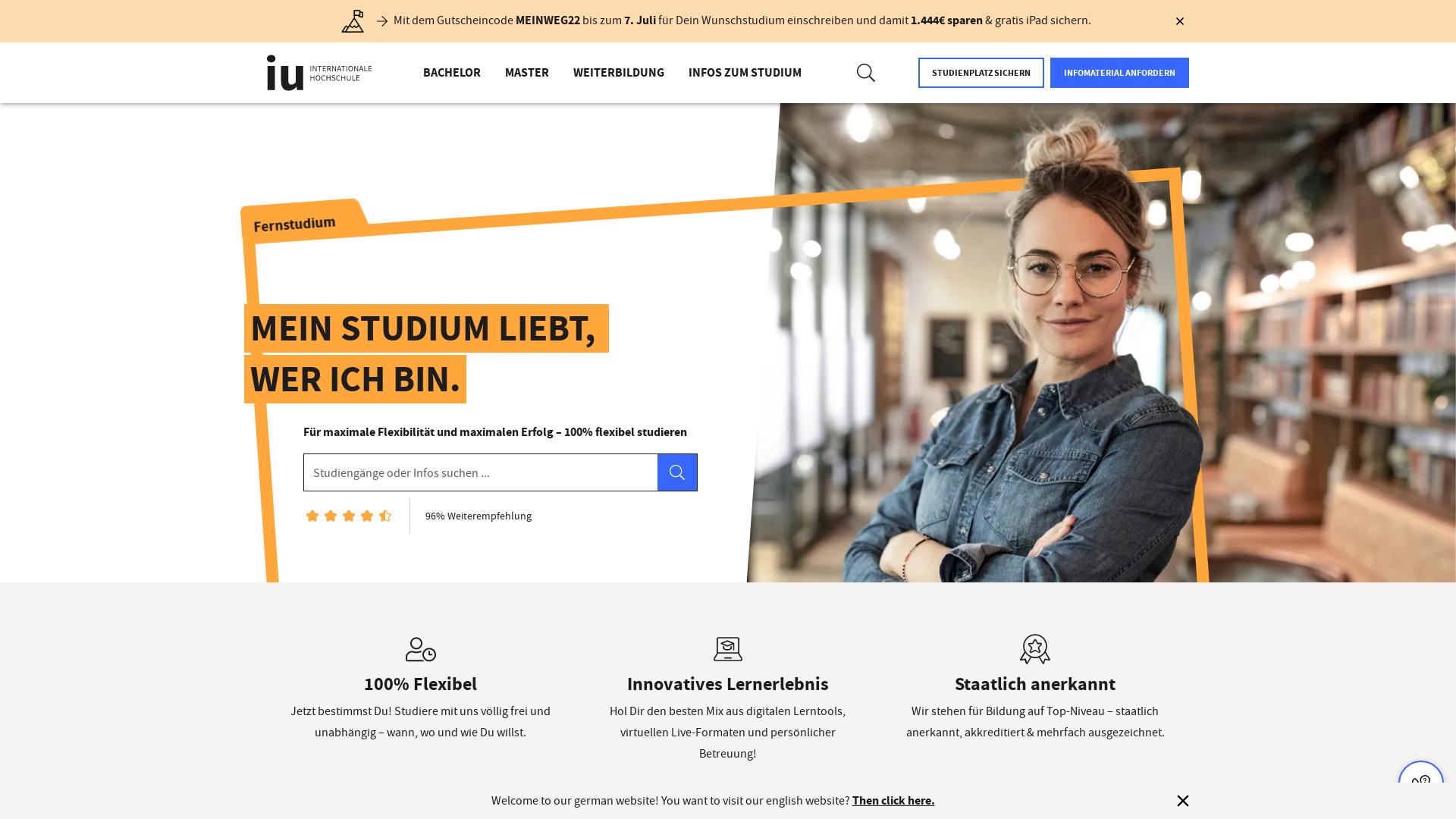 Website User Bewertung zu www.iu-fernstudium.de