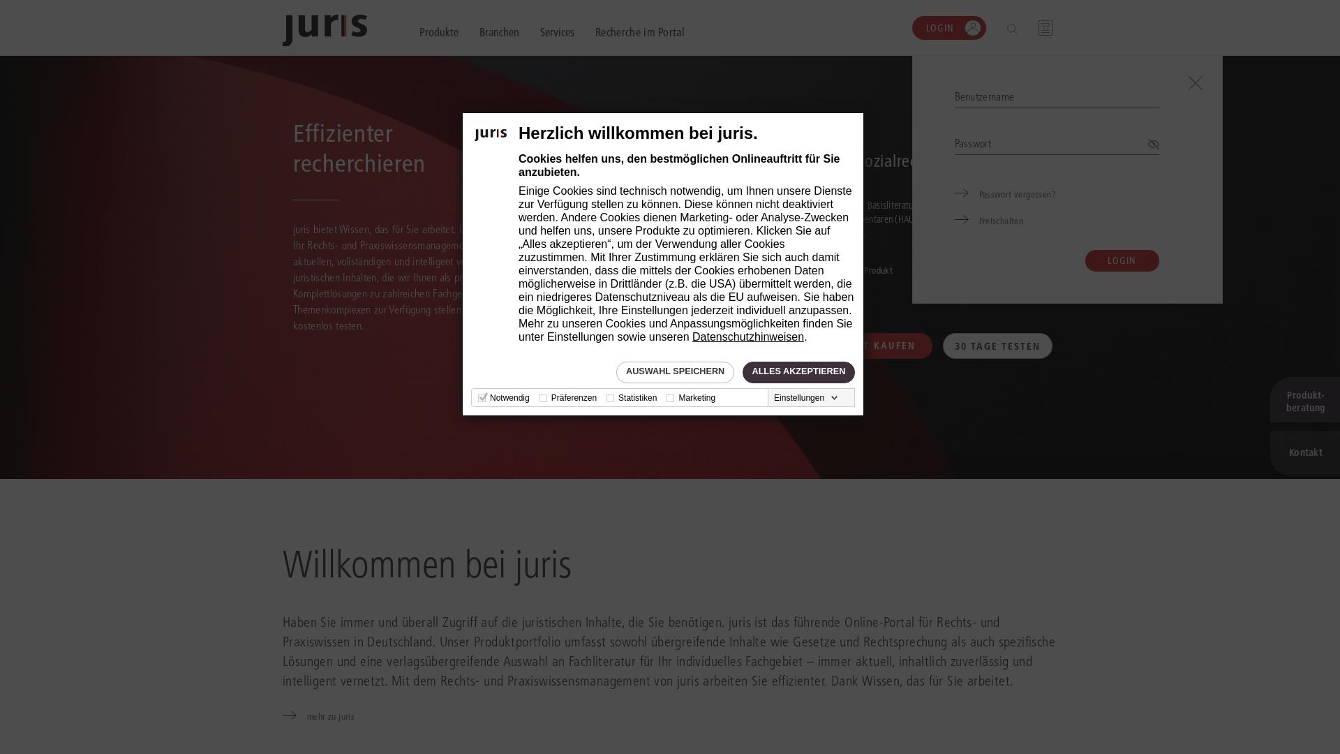 Website User Bewertung zu www.juris.de