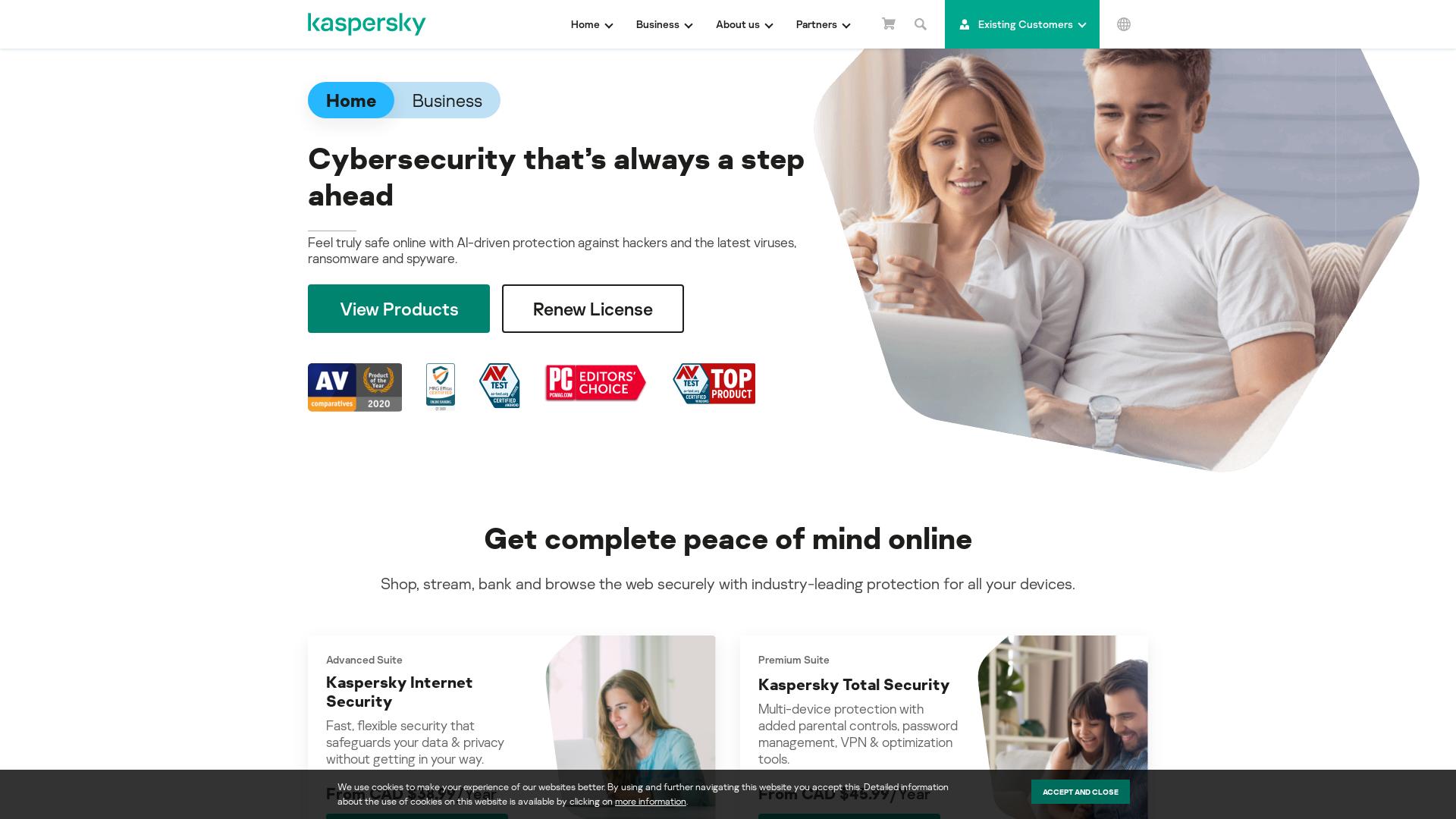 Website User Bewertung zu www.kaspersky.ca