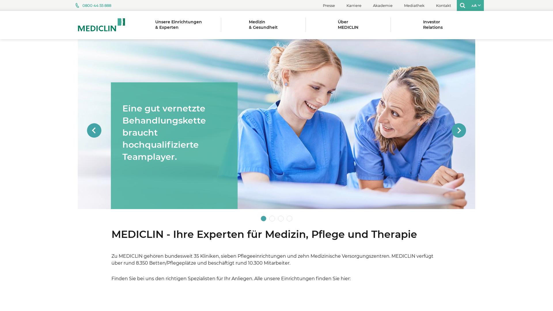 Website User Bewertung zu www.mediclin.de