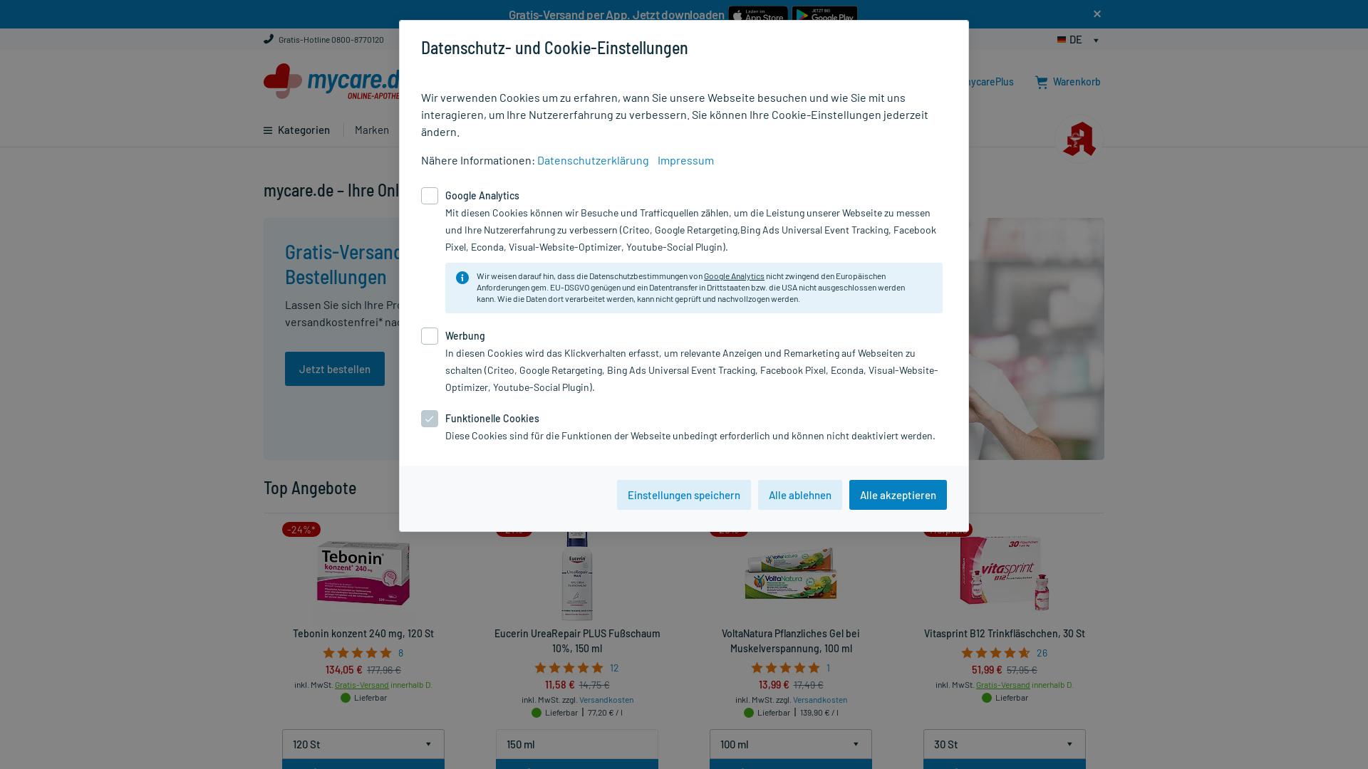 Website User Bewertung zu www.mycare.de