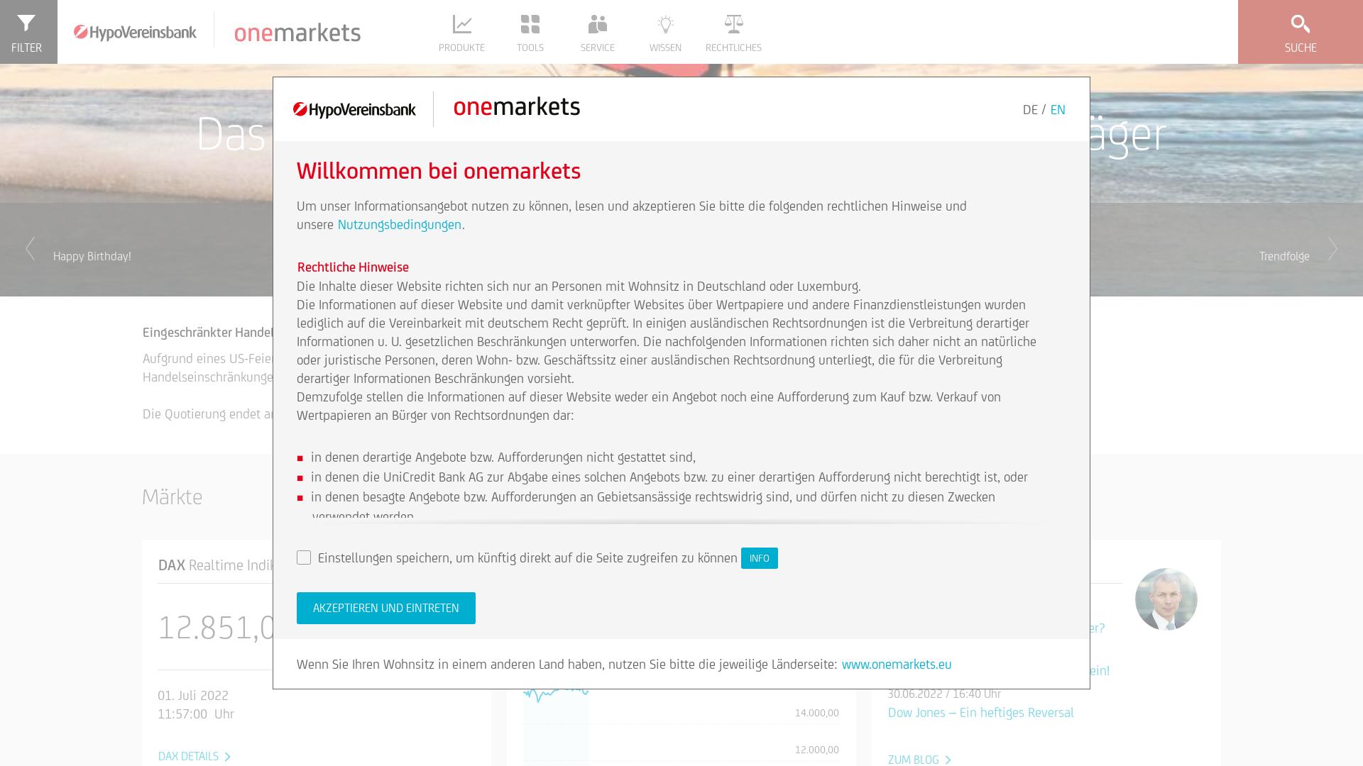 Website User Bewertung zu www.onemarkets.de