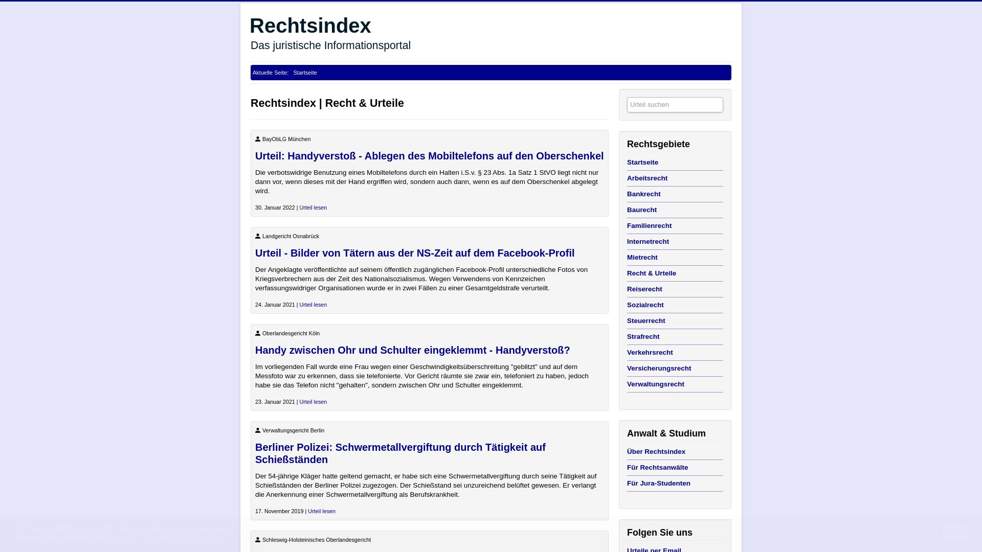 Website User Bewertung zu www.rechtsindex.de