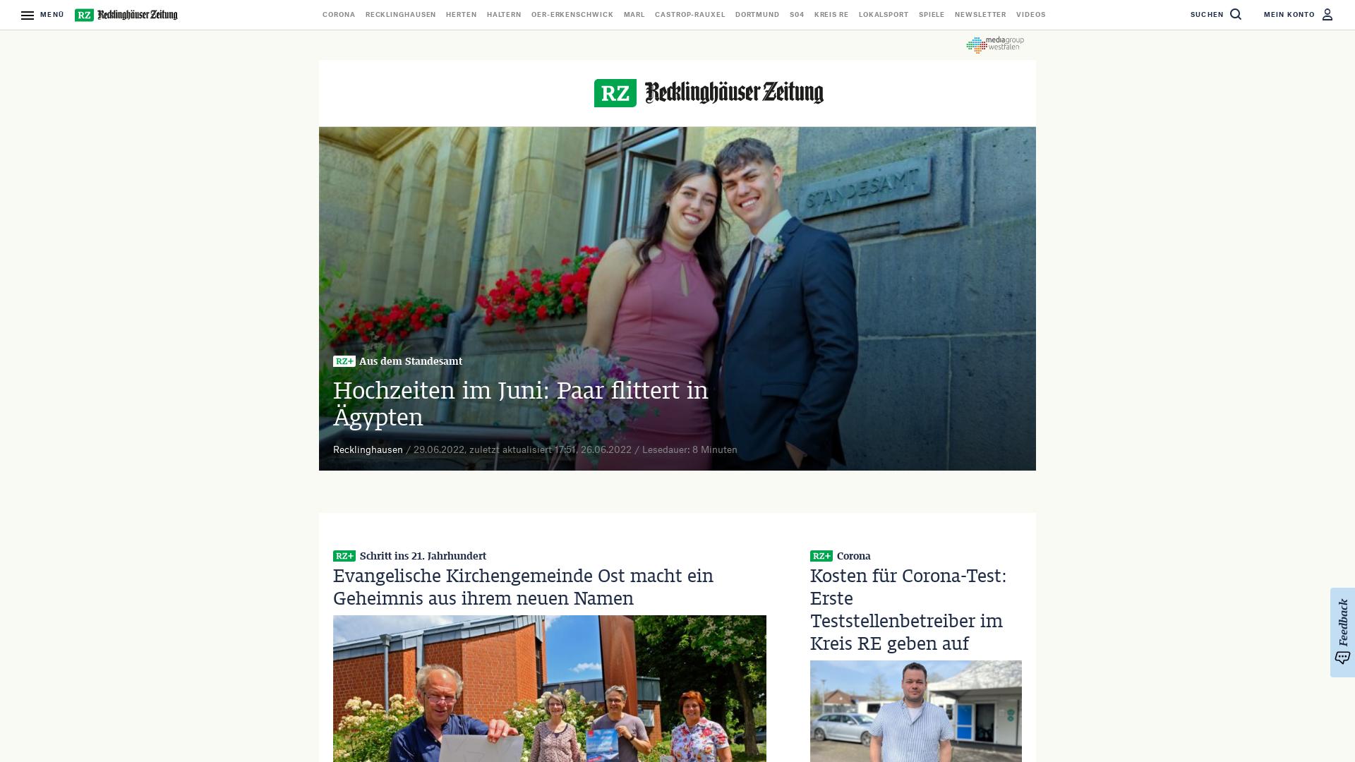 Website User Bewertung zu www.recklinghaeuser-zeitung.de