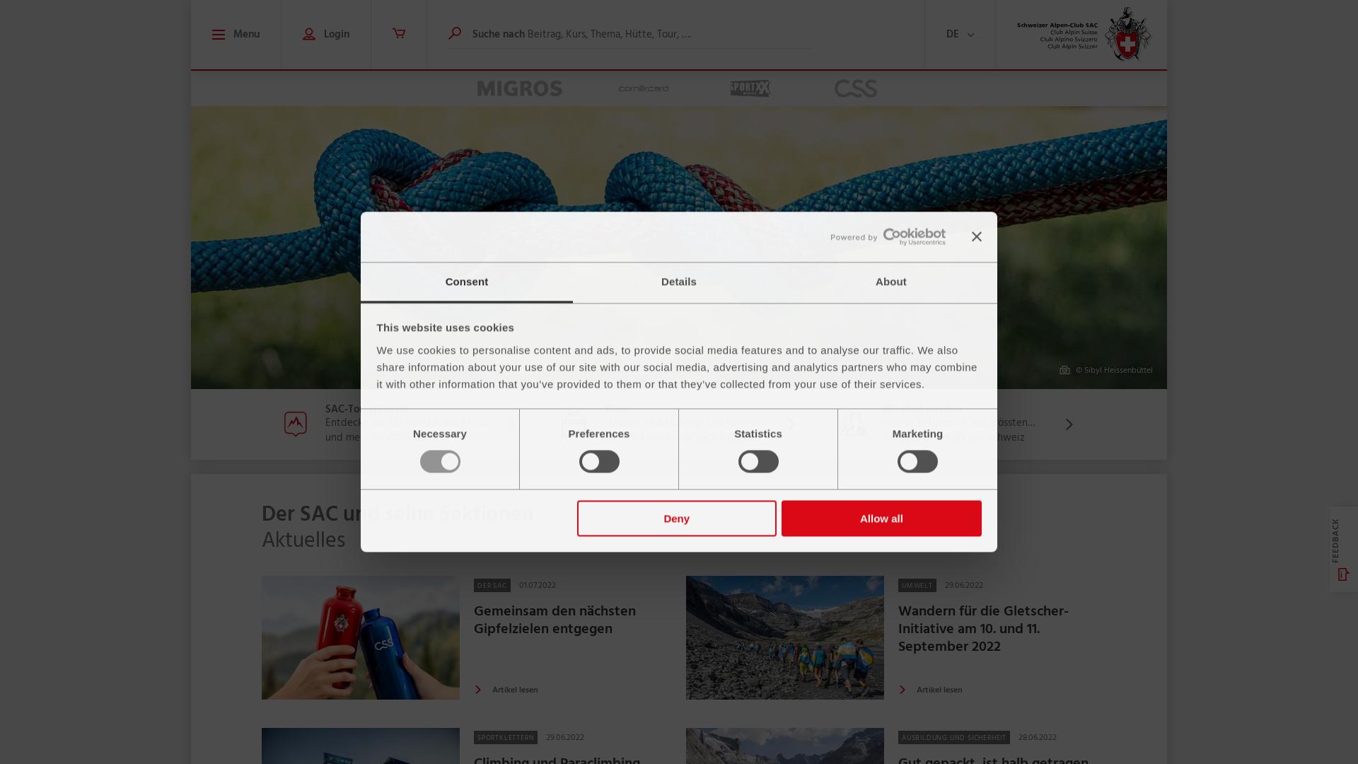 Website User Bewertung zu www.sac-cas.ch