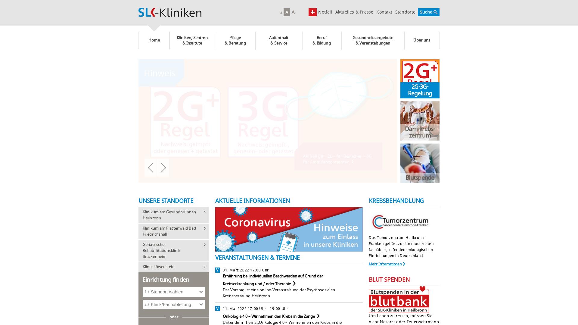 Website User Bewertung zu www.slk-kliniken.de
