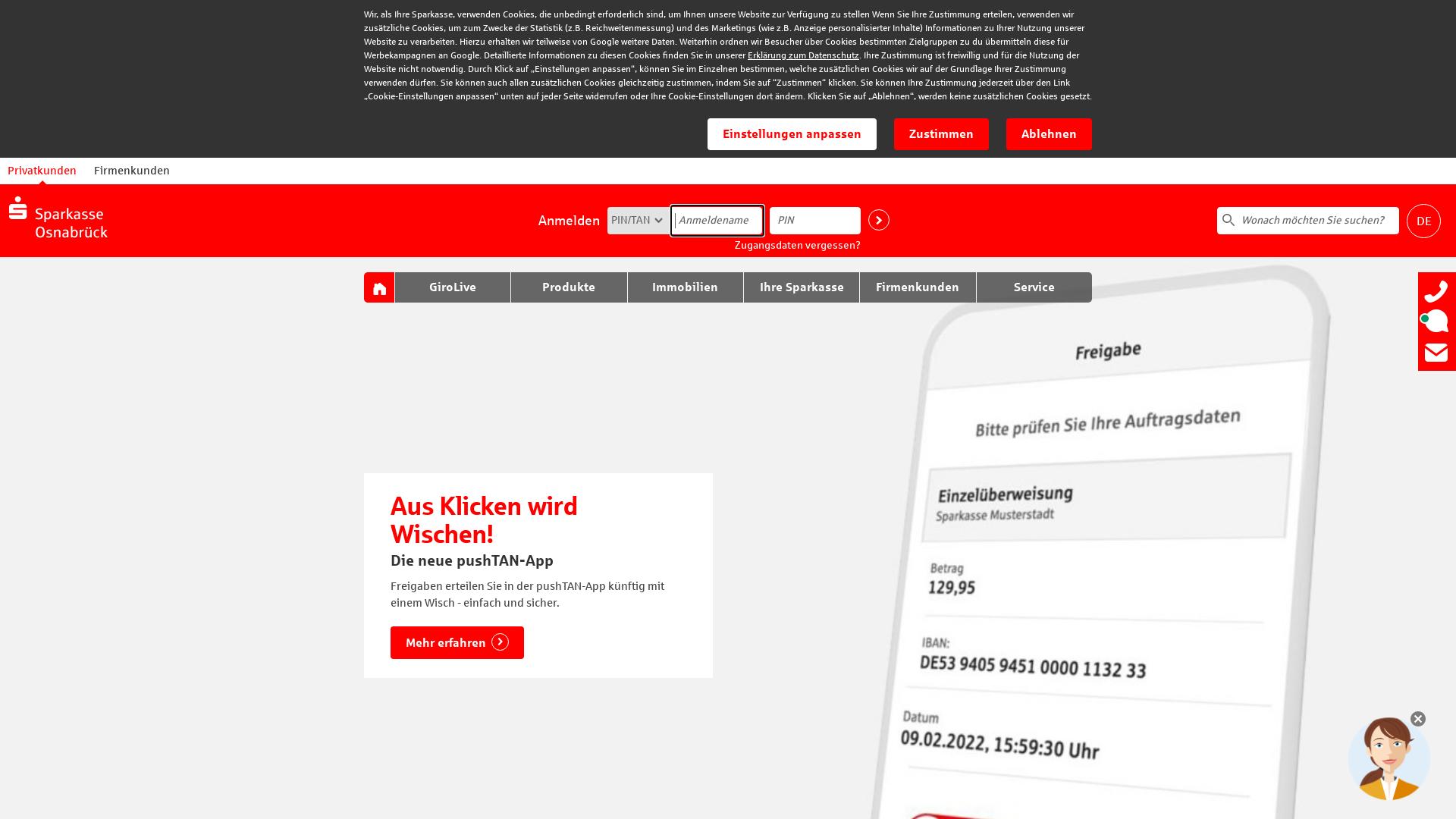 Website User Bewertung zu www.sparkasse-osnabrueck.de