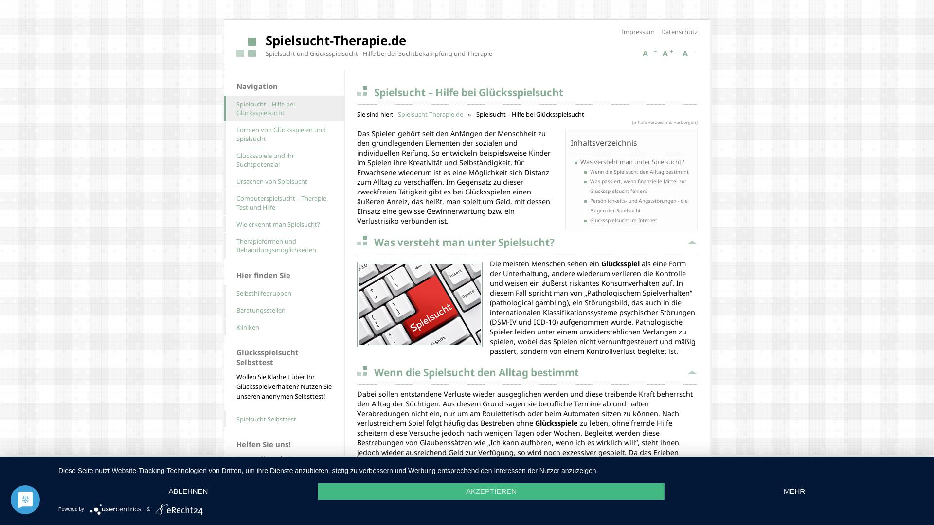 Website User Bewertung zu www.spielsucht-therapie.de