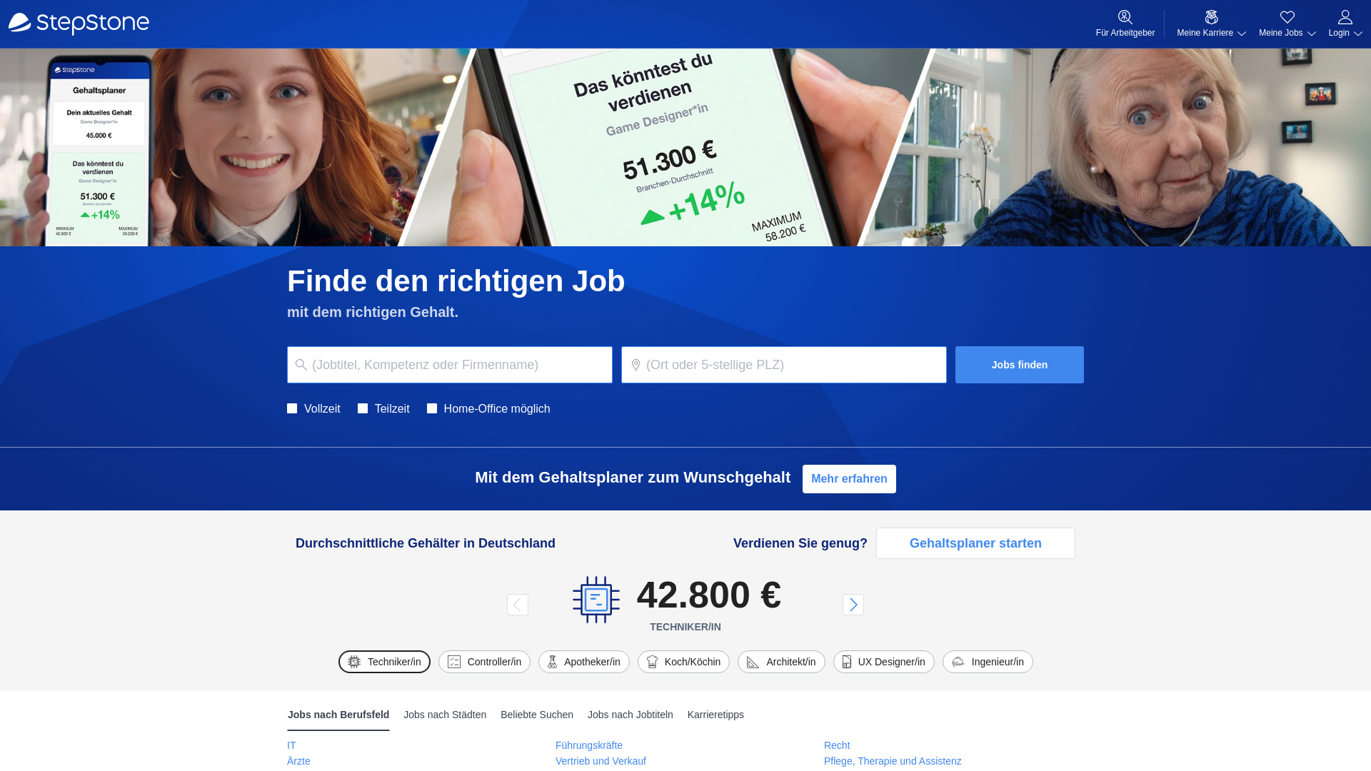 Website User Bewertung zu www.stepstone.de