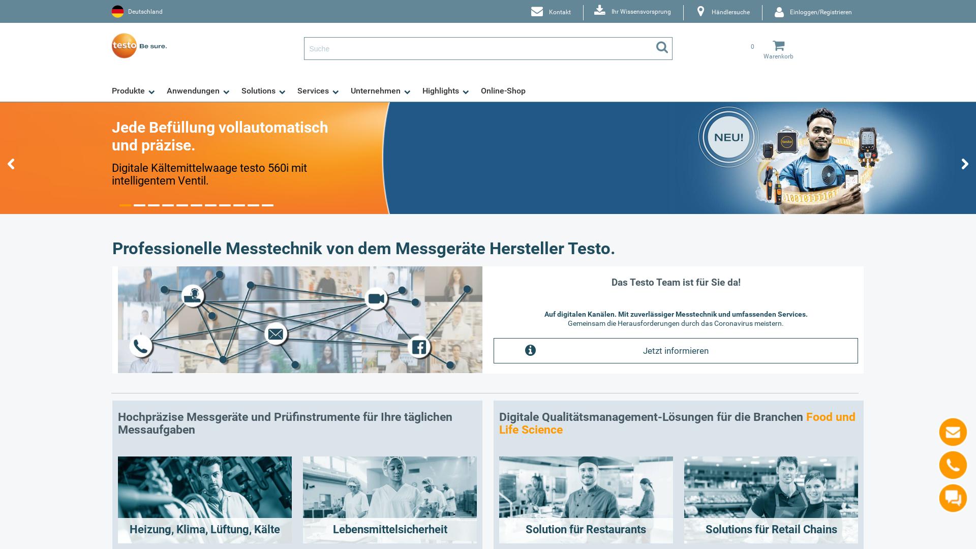 Website User Bewertung zu www.testo.de