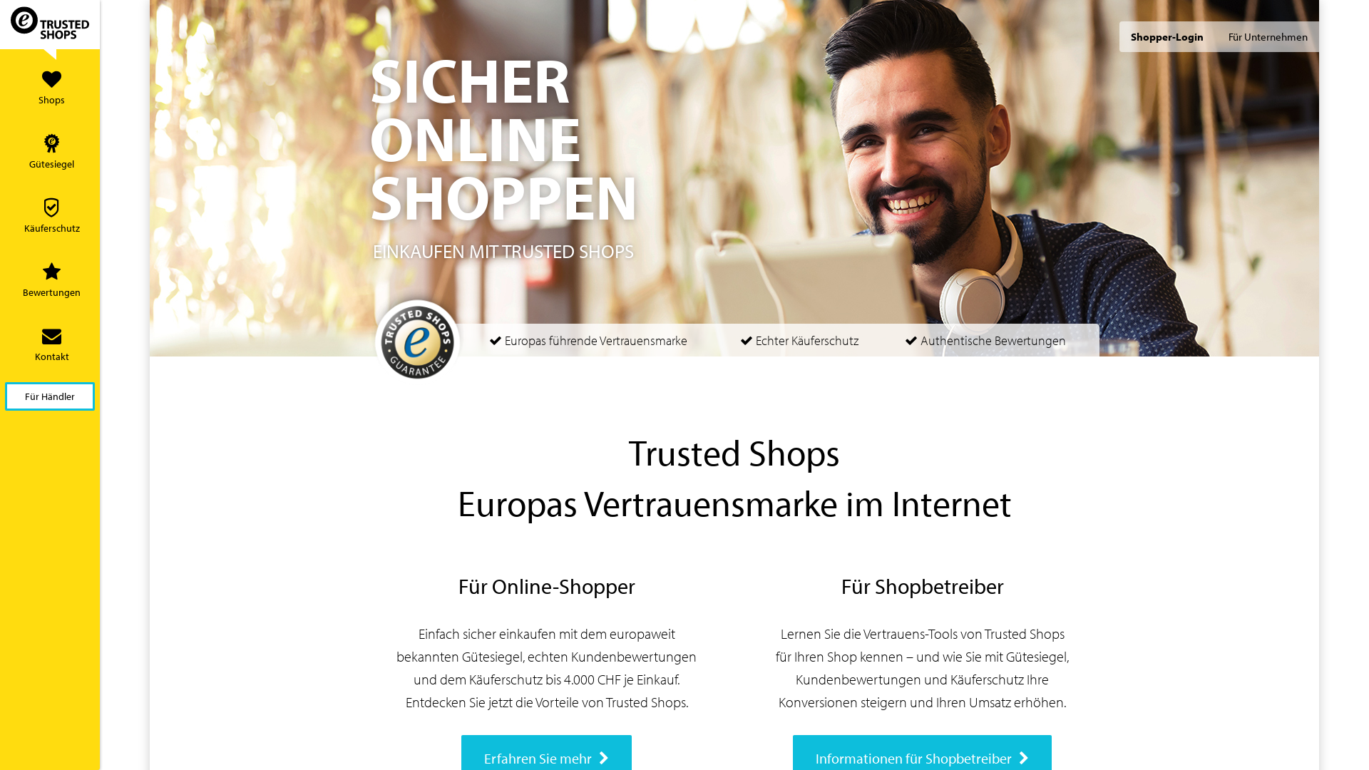 Website User Bewertung zu www.trustedshops.ch